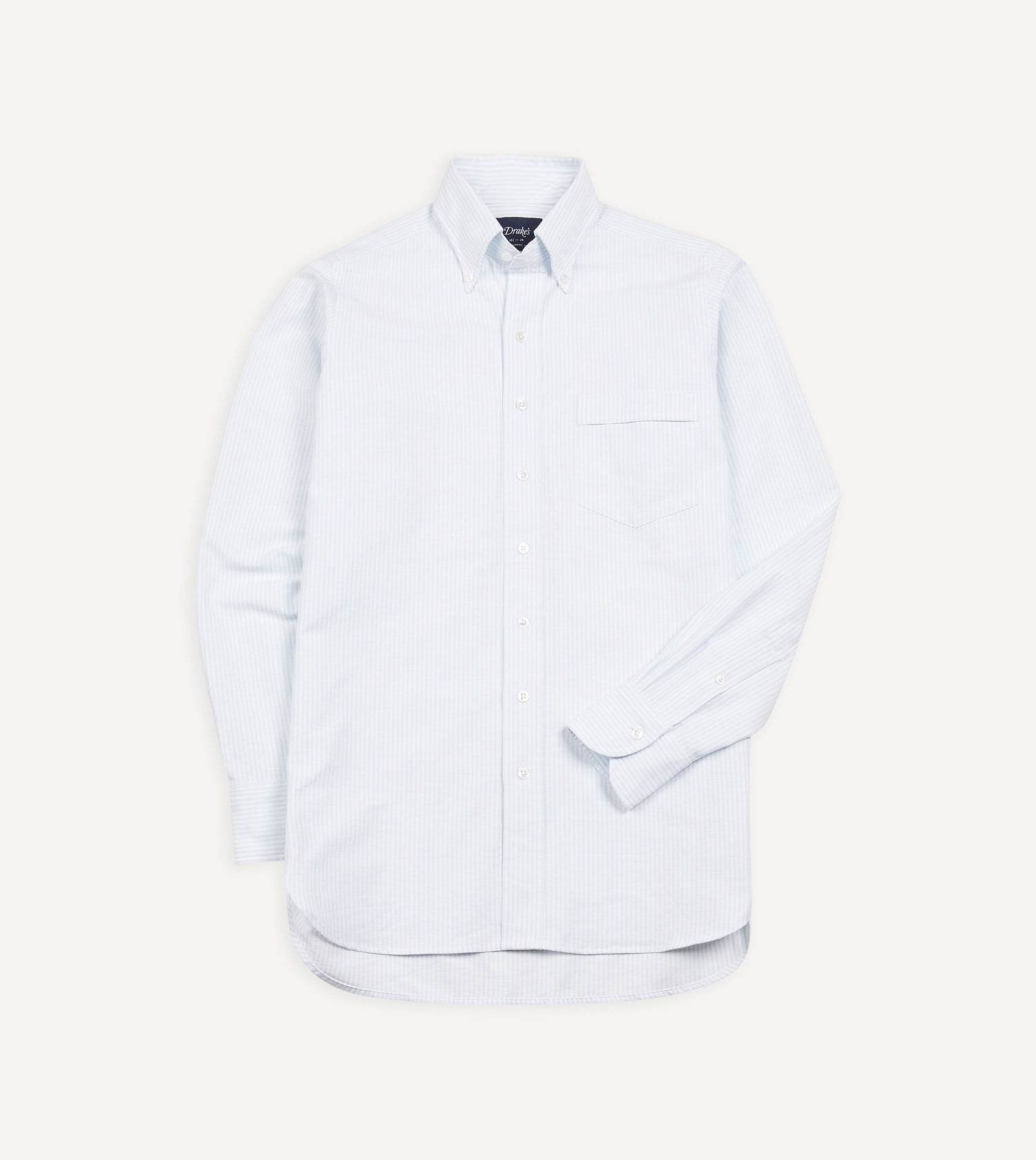 Sky Ticking Stripe Cotton Oxford Cloth Button-Down Shirt