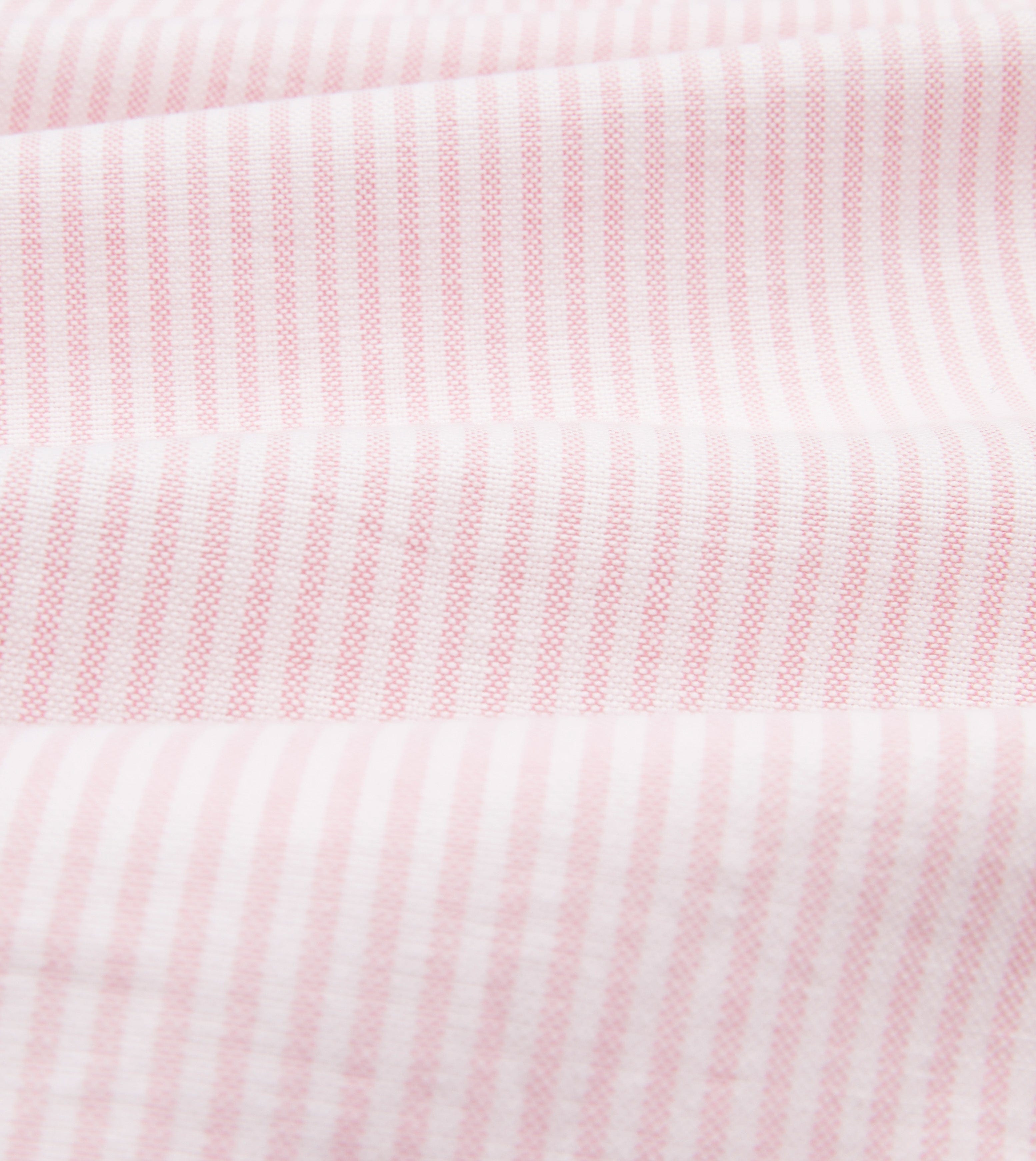 Pale Pink Ticking Stripe Cotton Oxford Cloth Button-Down Shirt