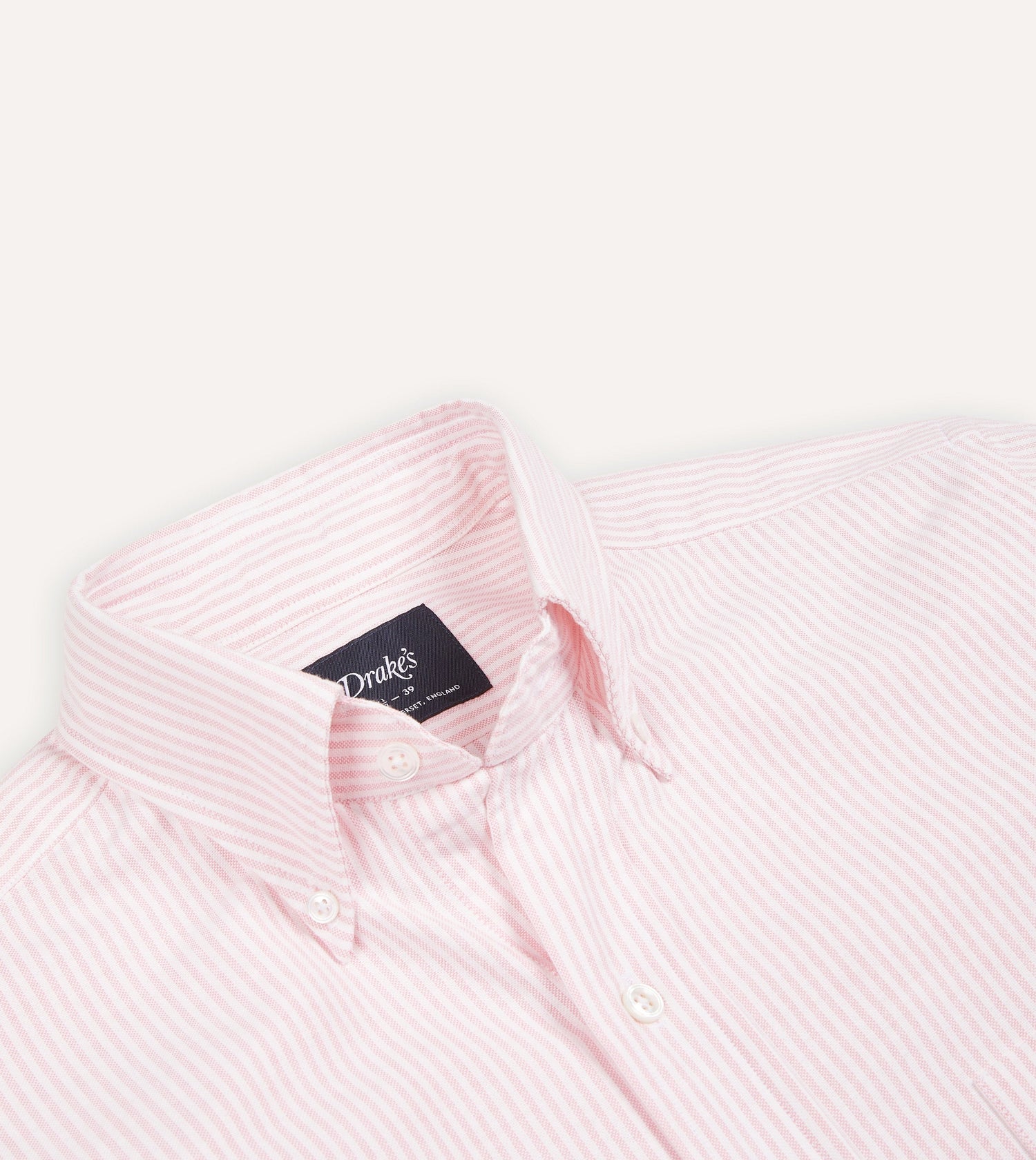 Pale Pink Ticking Stripe Cotton Oxford Cloth Button-Down Shirt