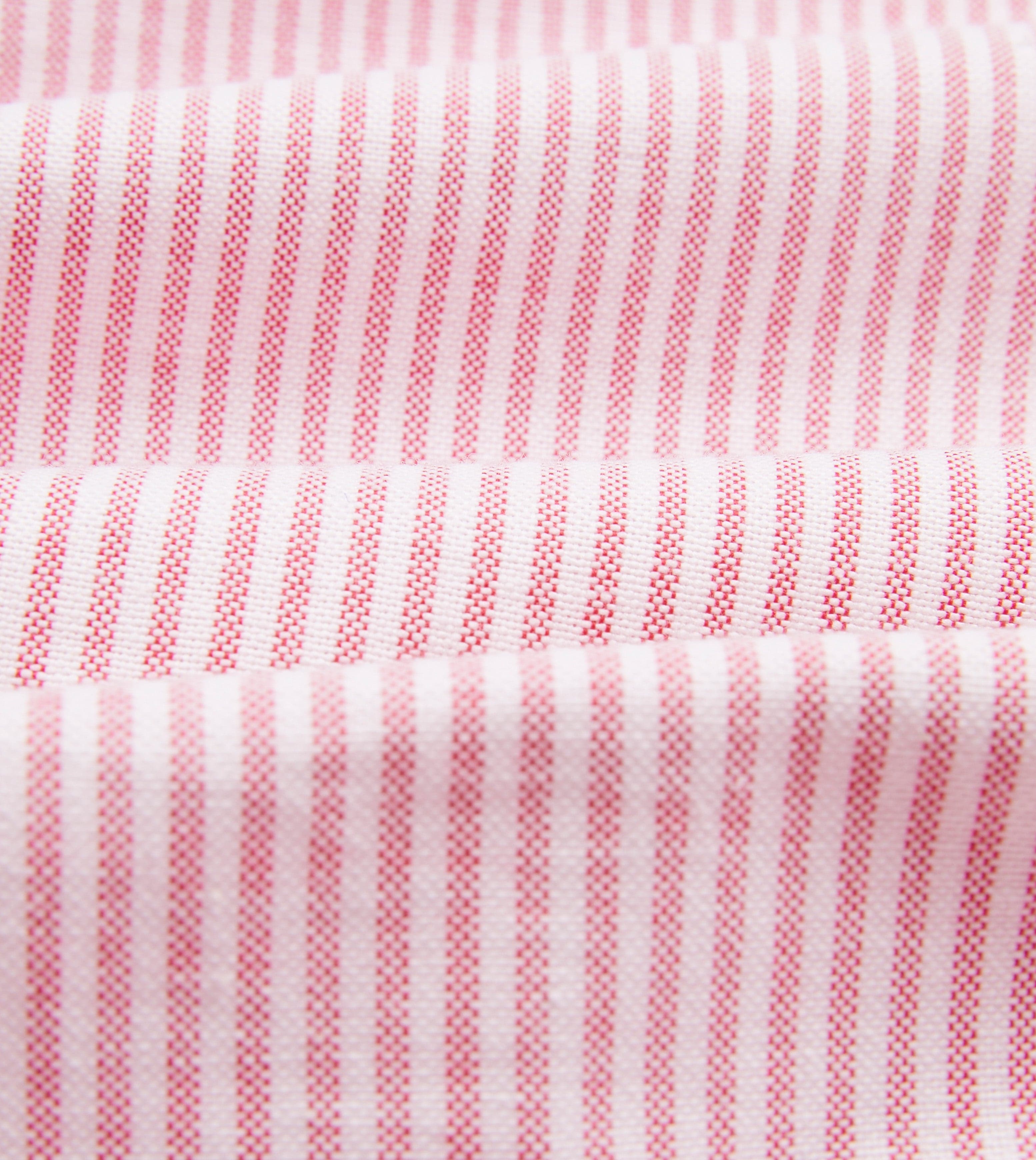Pink Ticking Stripe Cotton Oxford Cloth Button-Down Shirt