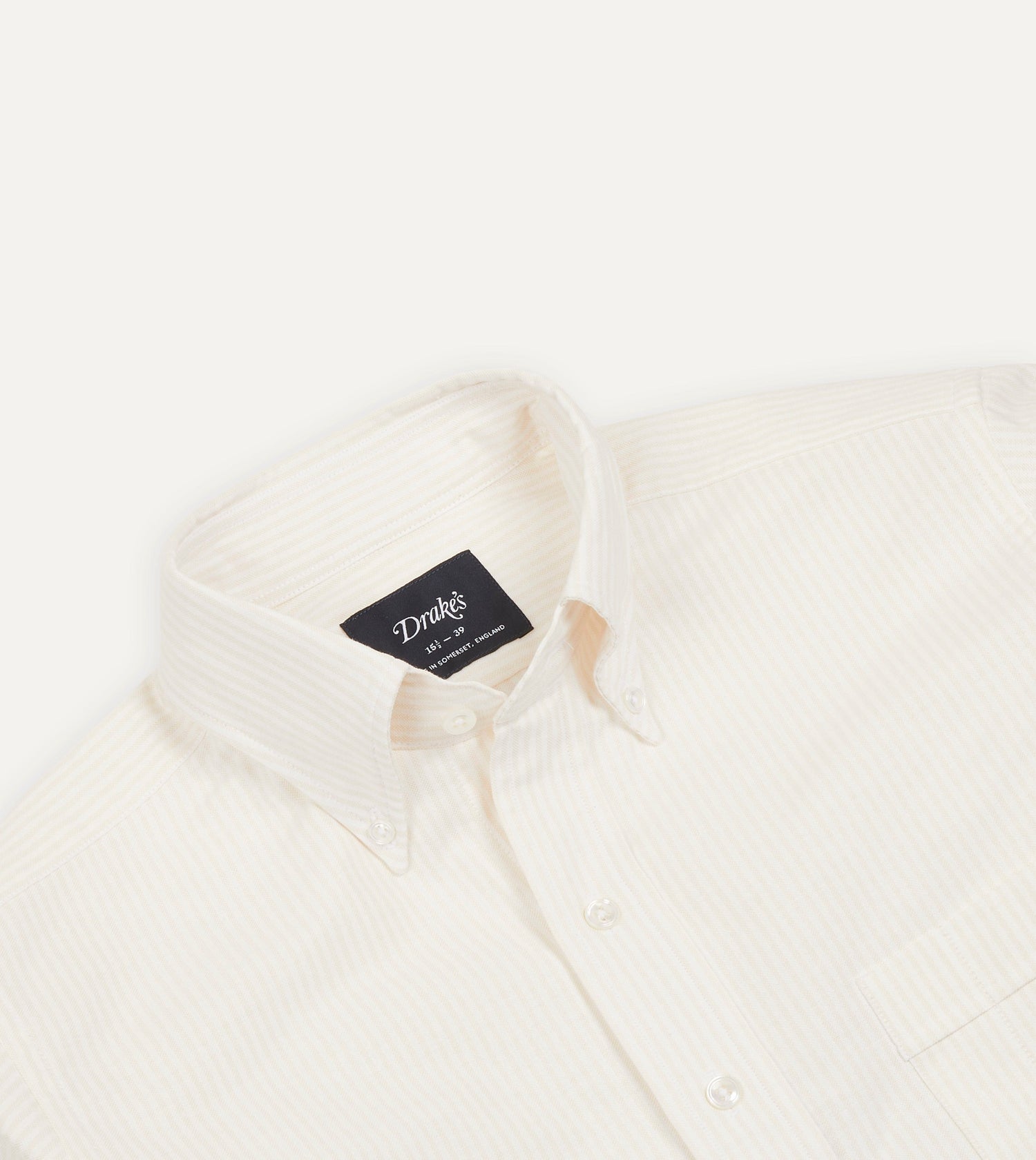 Cream Ticking Stripe Cotton Oxford Cloth Button-Down Shirt