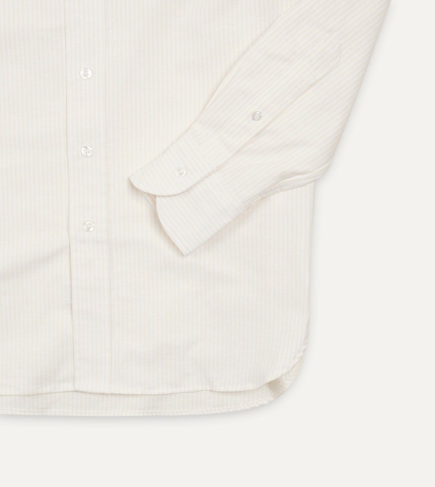 Cream Ticking Stripe Cotton Oxford Cloth Button-Down Shirt