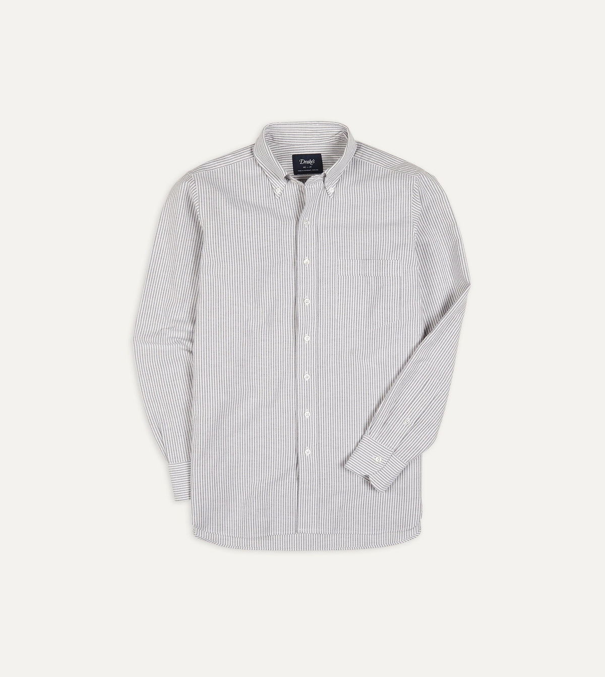 Black Ticking Stripe Cotton Oxford Cloth Button-Down Shirt – Drakes