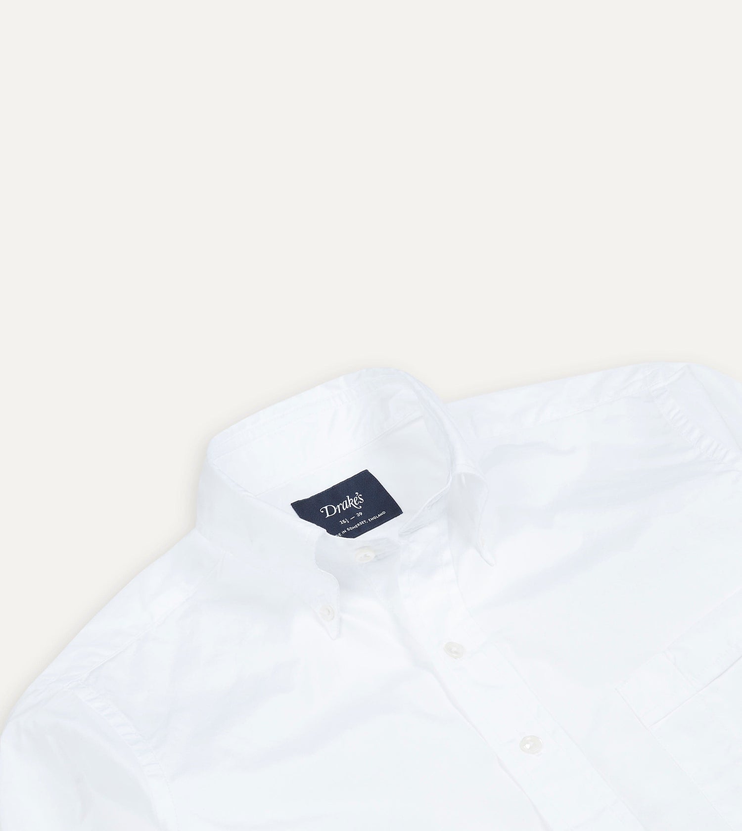 White Cotton Pocket Poplin Button-Down Shirt