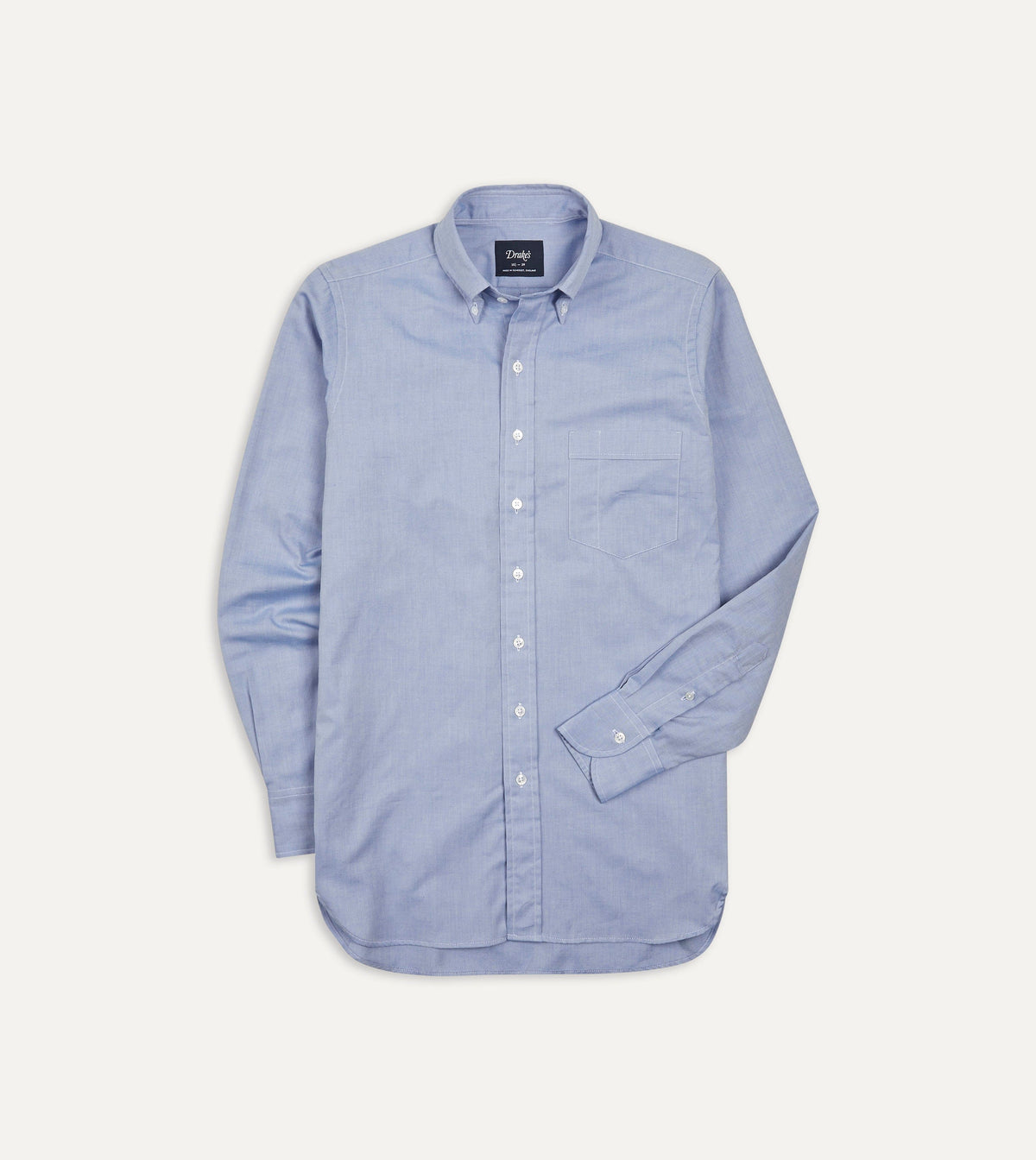 Navy Pinpoint Oxford Cotton Cloth Button-Down Shirt – Drakes