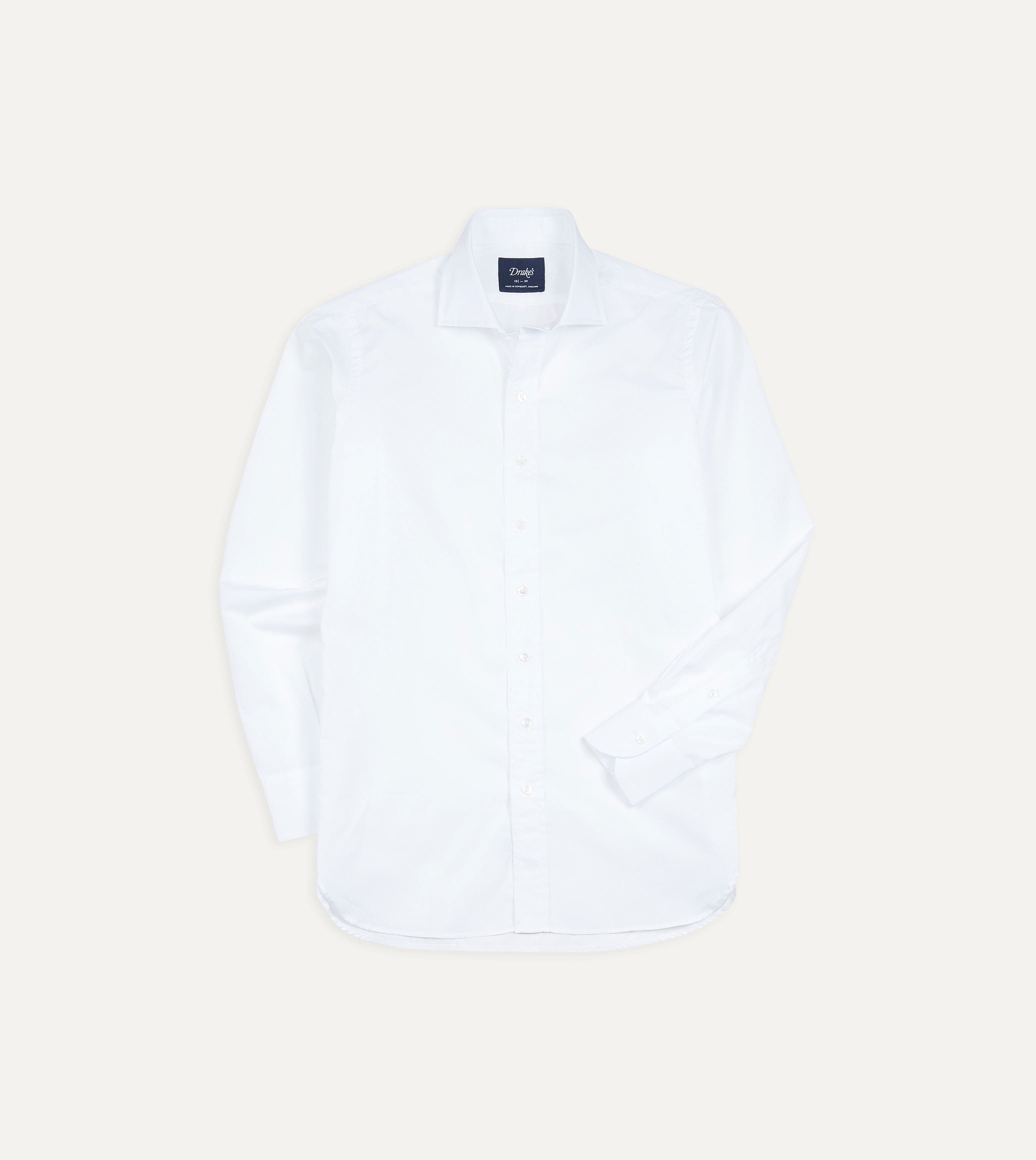 White Cotton Spread Collar Poplin Shirt