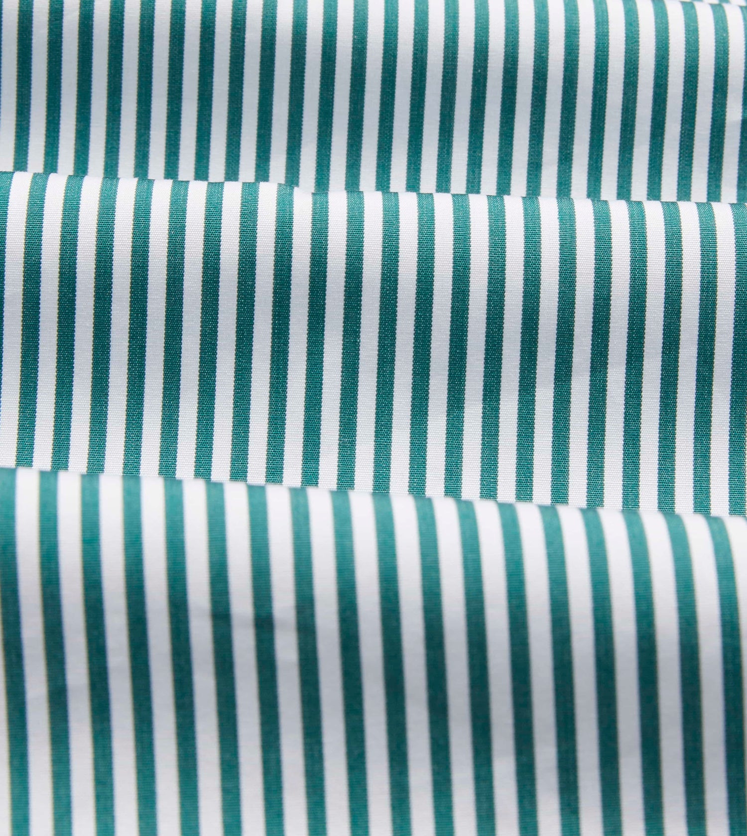 Green and White Bengal Stripe Spread Collar Cotton Poplin Shirt