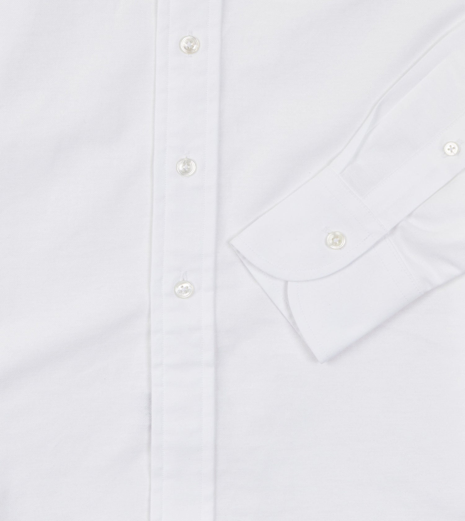 White Cotton Oxford Cloth Long Point Collar Shirt
