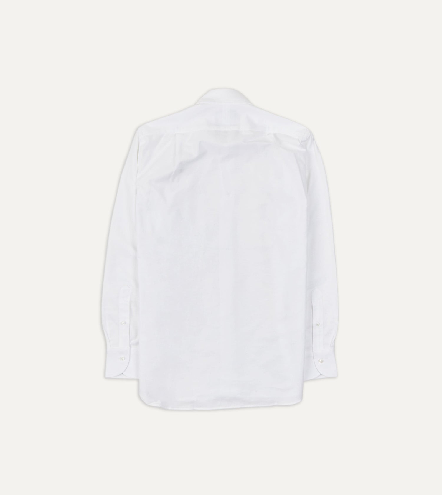 White Cotton Oxford Cloth Long Point Collar Shirt