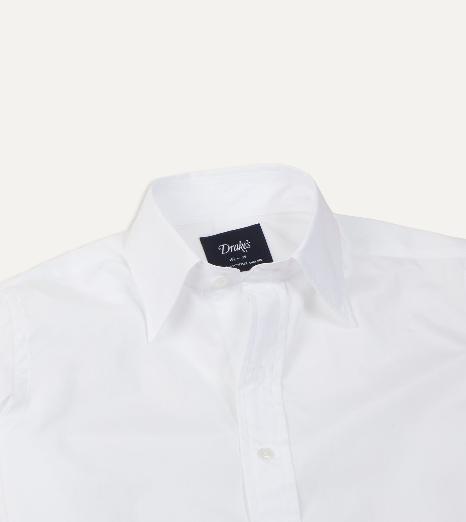 White Cotton Poplin Long Point Collar Shirt