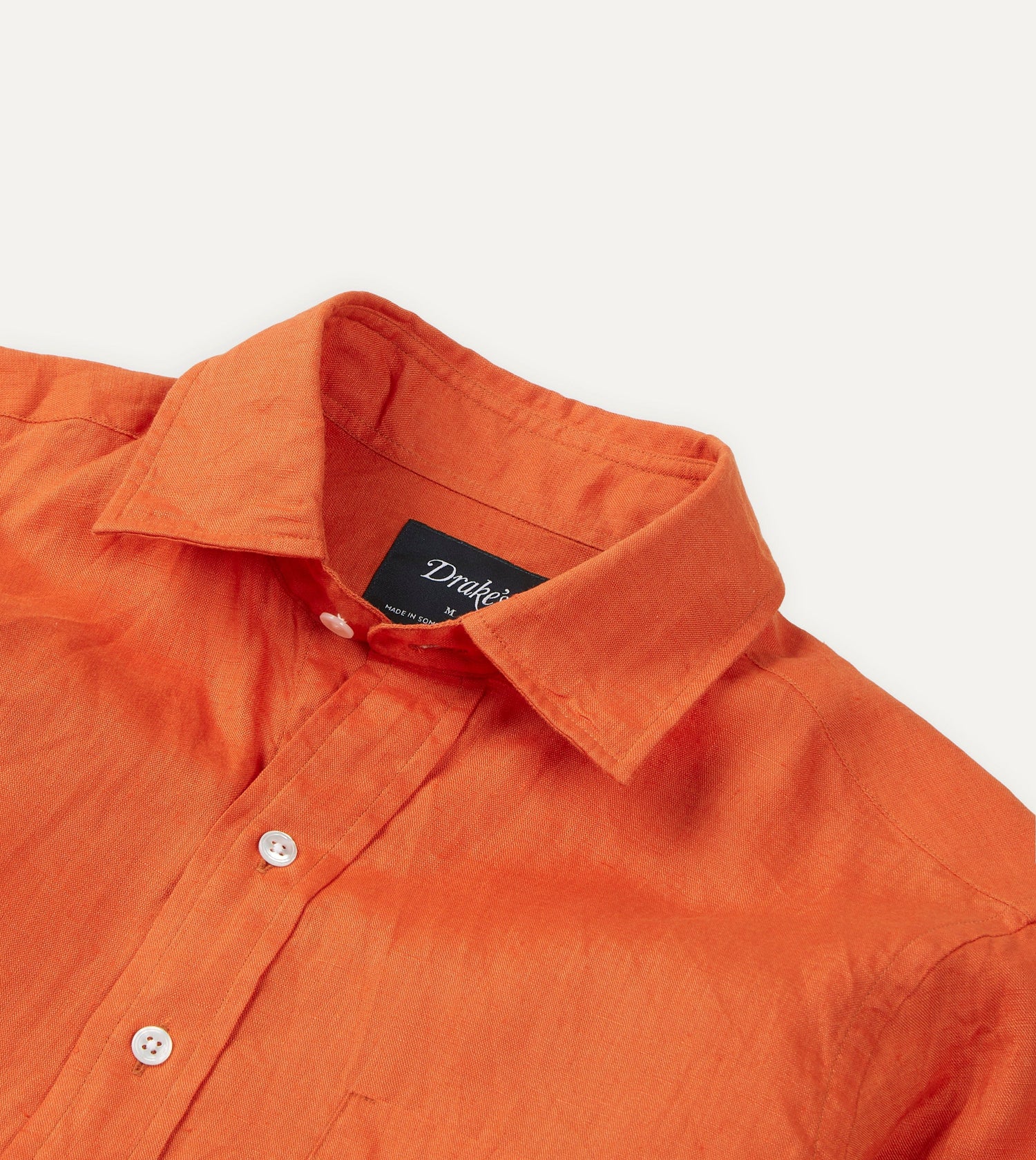 Orange Linen Spread Collar Shirt