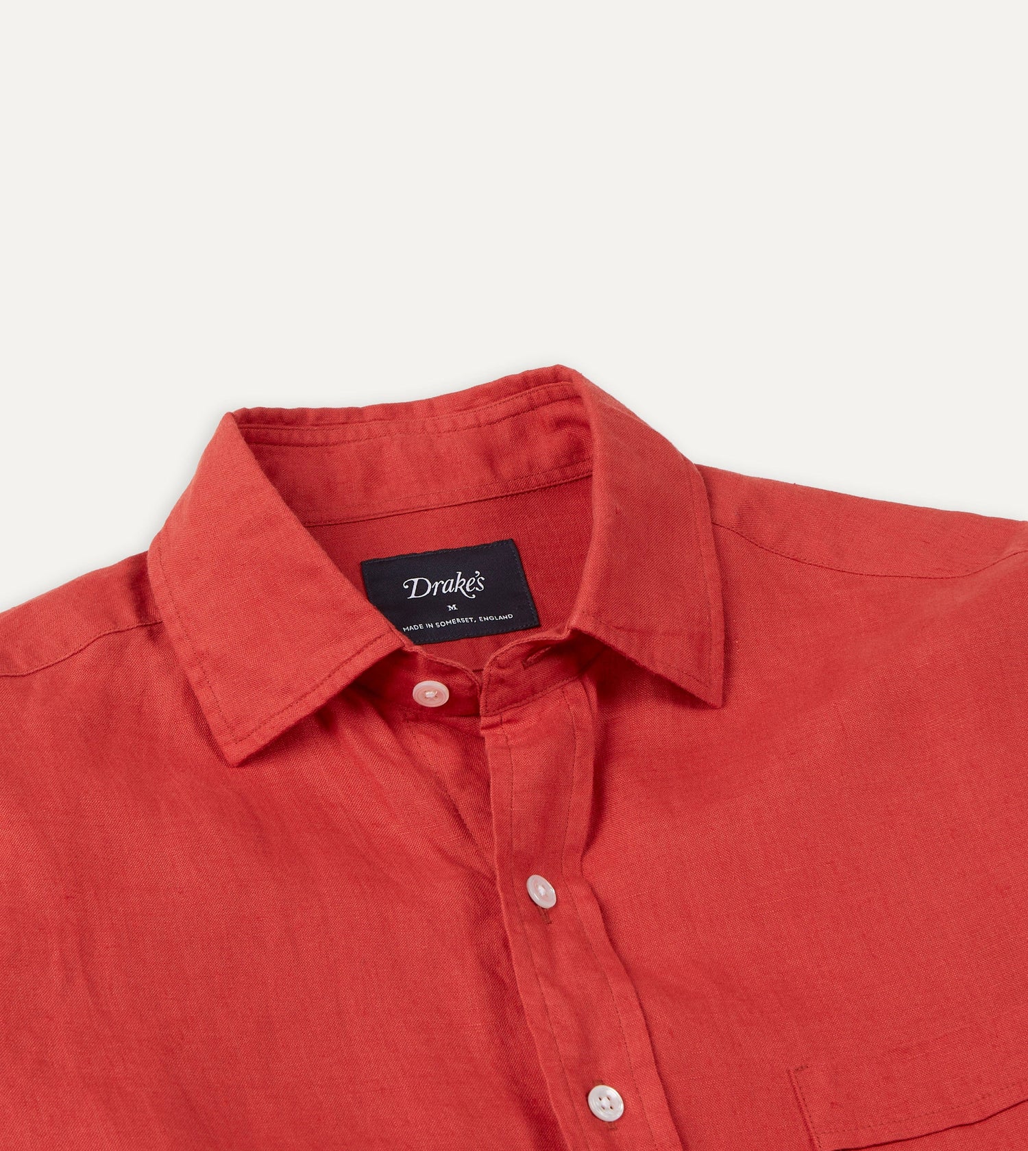 Red Linen Spread Collar Shirt
