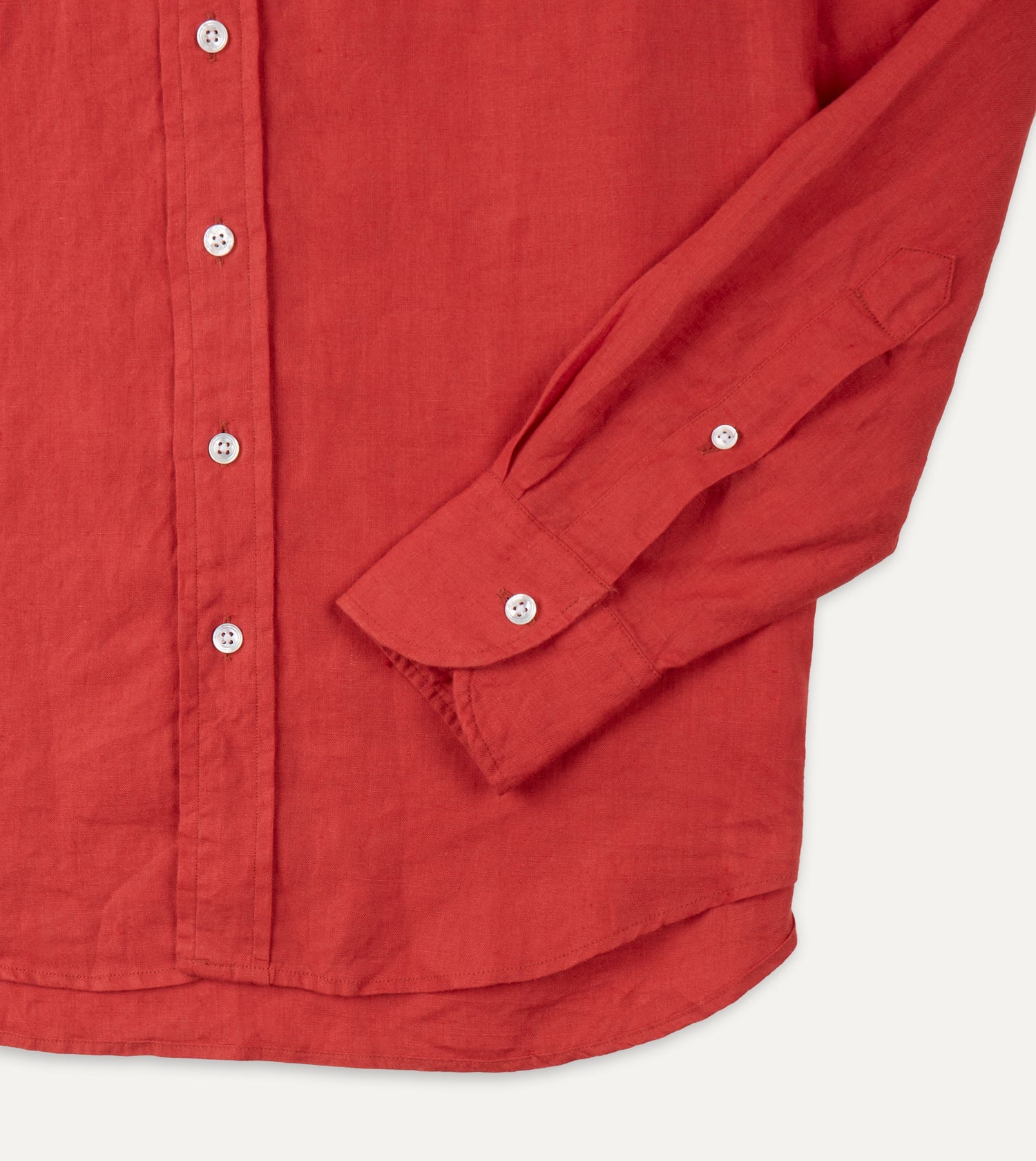 Red Linen Spread Collar Shirt
