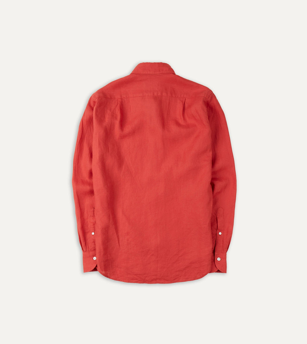 Red Linen Spread Collar Shirt Drakes