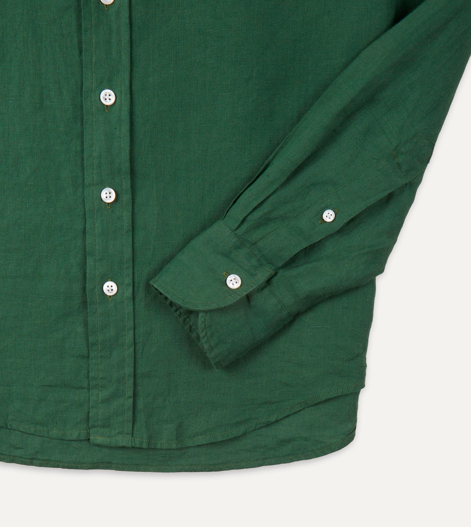 Forest Green Linen Spread Collar Shirt