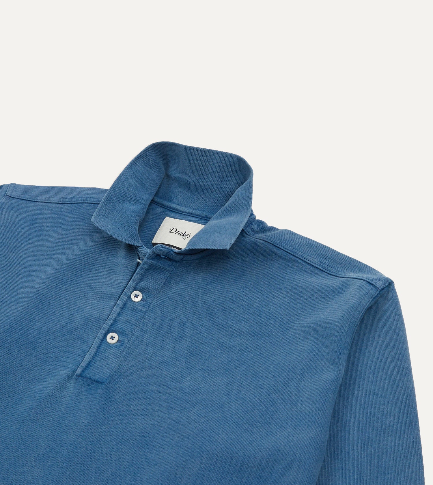 Indigo Cotton Jersey Long-Sleeve Polo Shirt