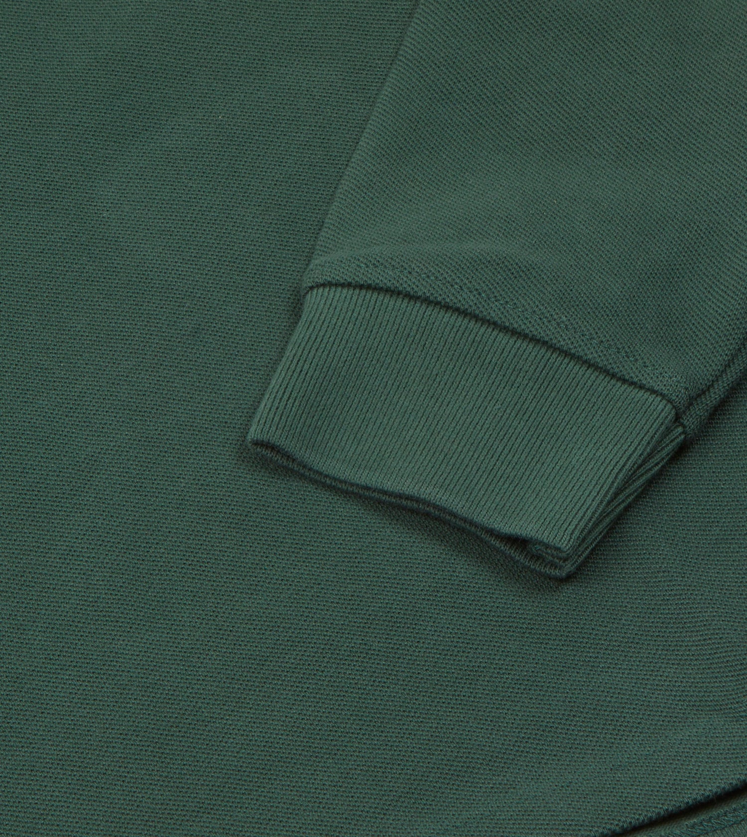 Green Pique Cotton Long-Sleeve Polo Shirt
