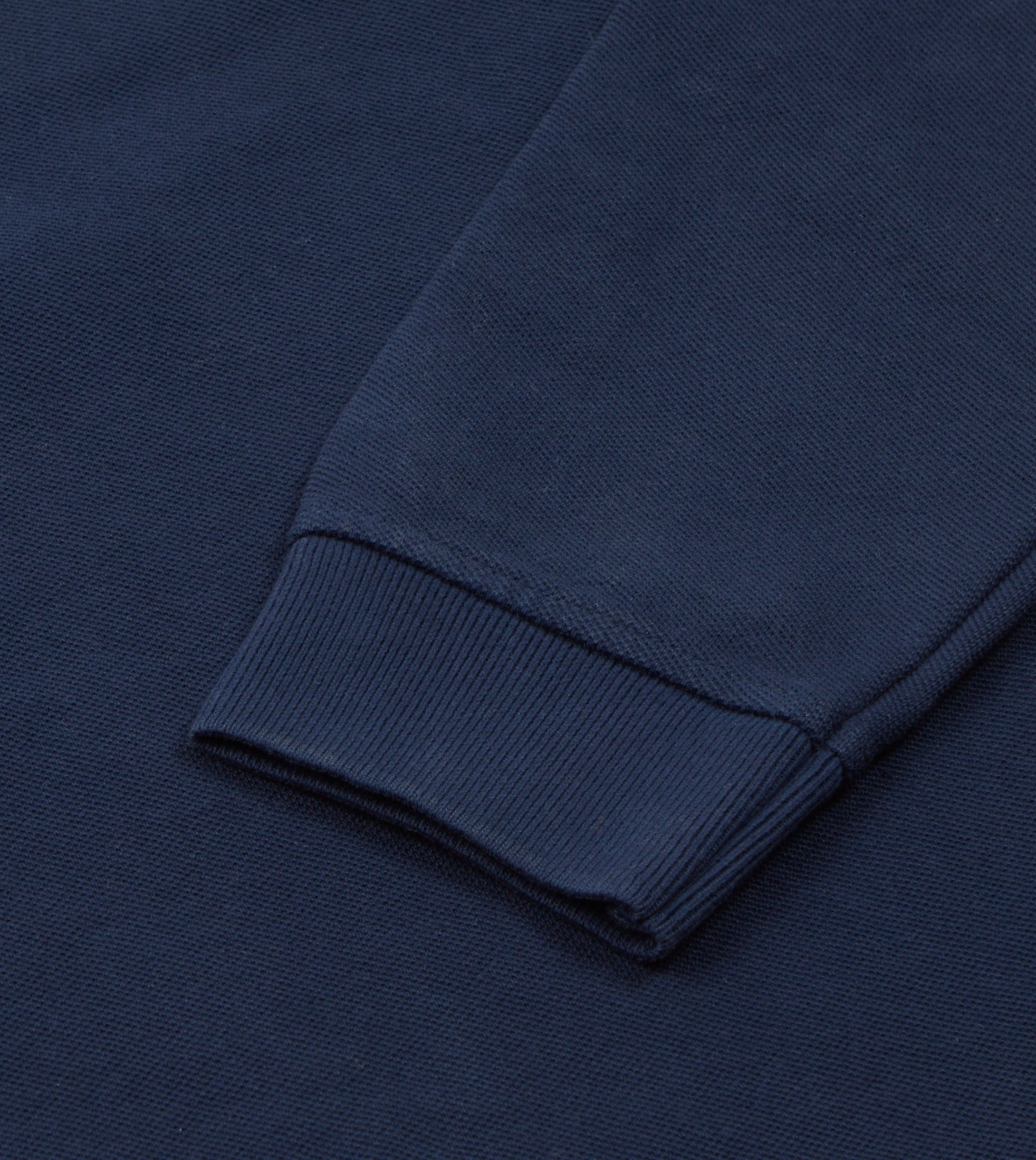 Navy Pique Cotton Long-Sleeve Polo Shirt
