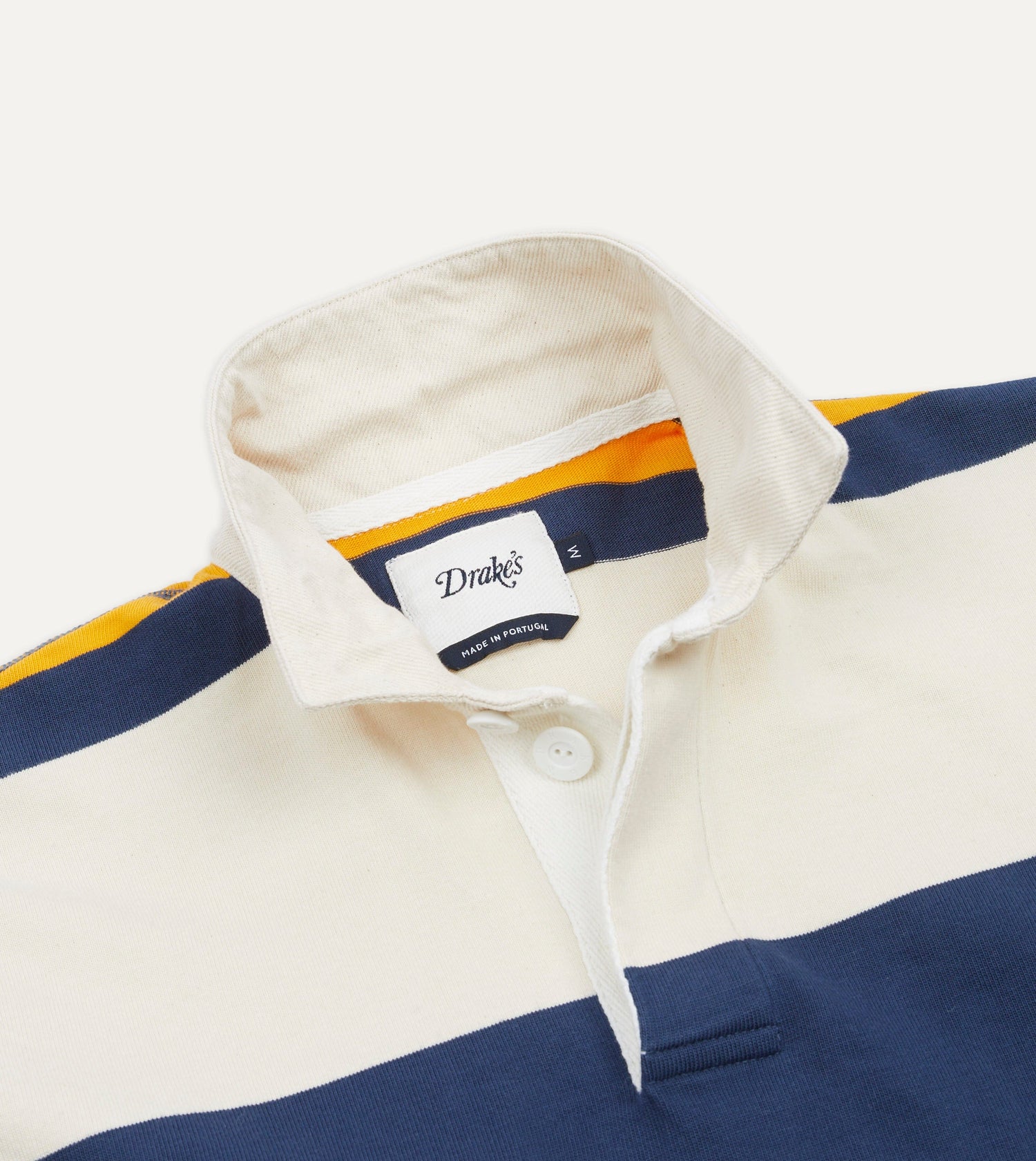 Ecru, Navy and Yellow Stripe Cotton Rugby Shirt