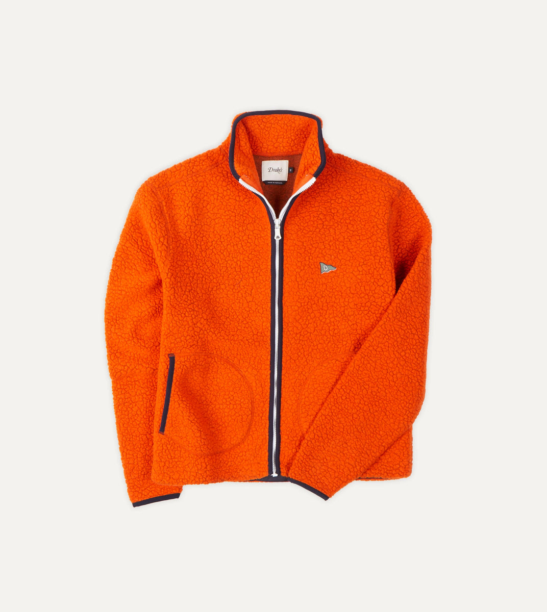 Orange Boucle Wool Zip Fleece Jacket – Drakes