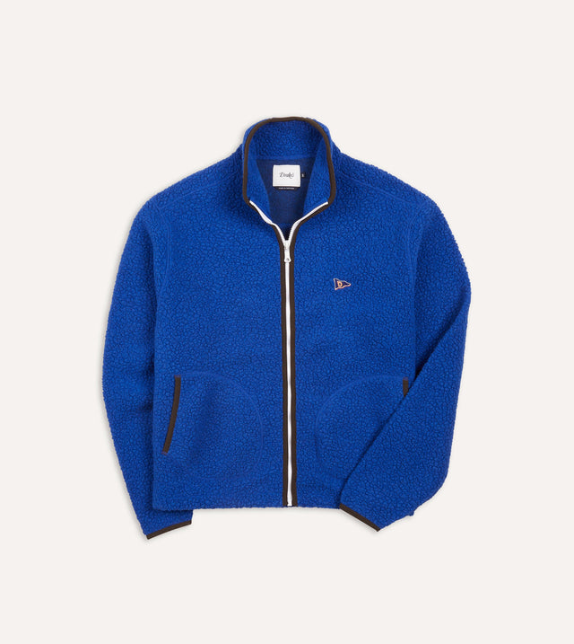 Blue Boucle Wool Zip Fleece Jacket – Drakes