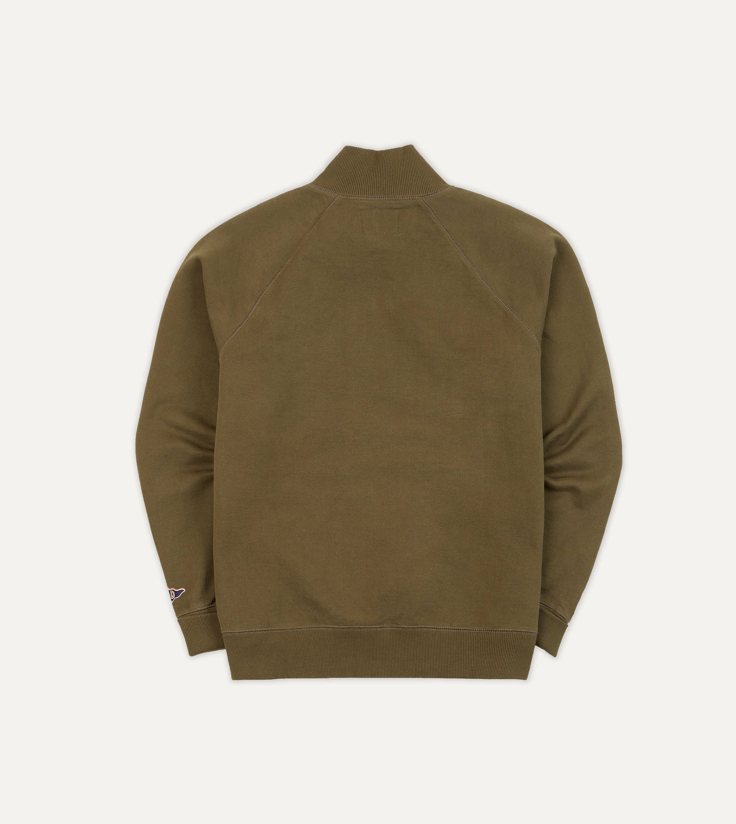 Khaki Green Cotton Quarter Zip Sweatshirt