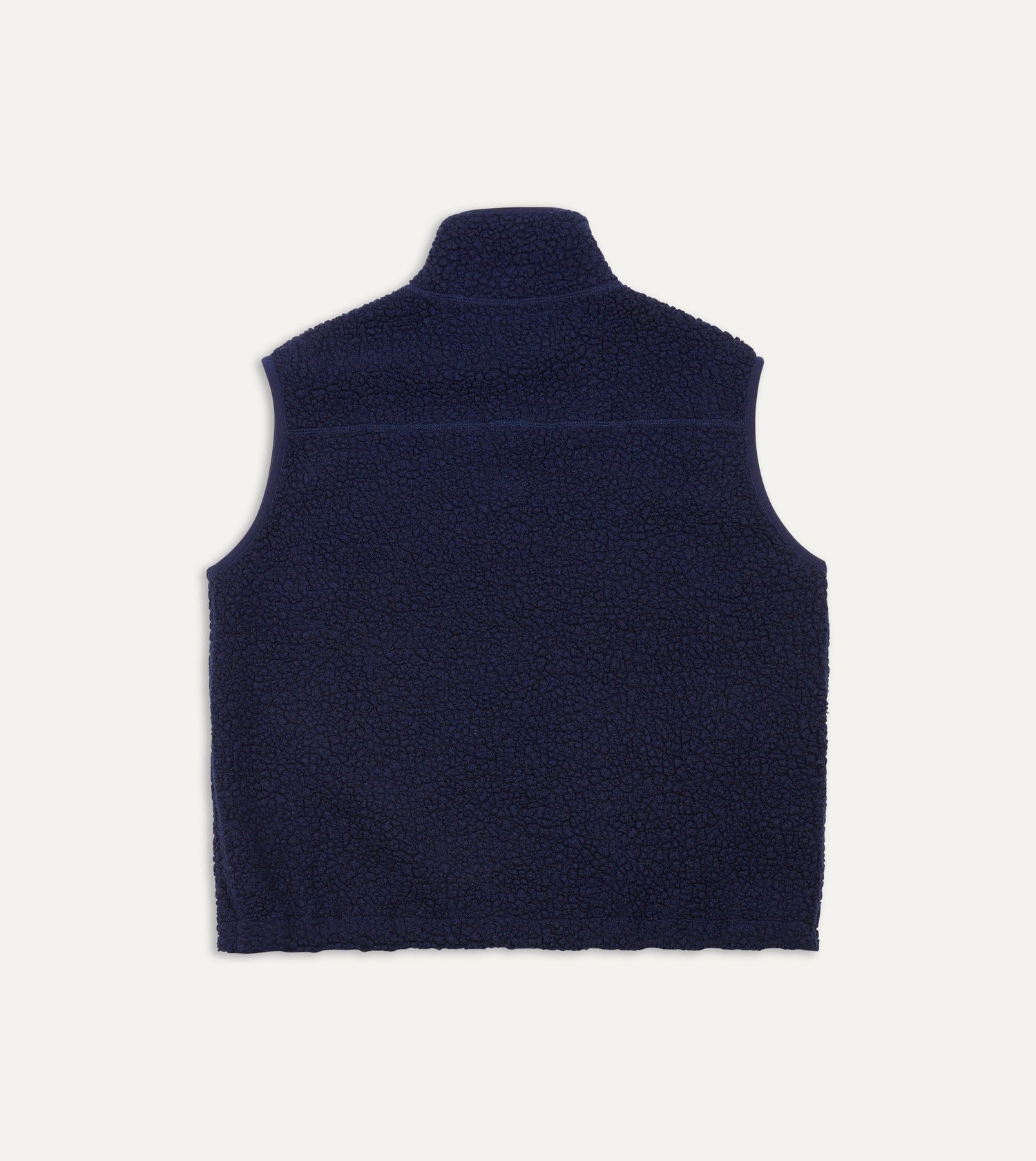 Navy Boucle Wool Zip Fleece Vest
