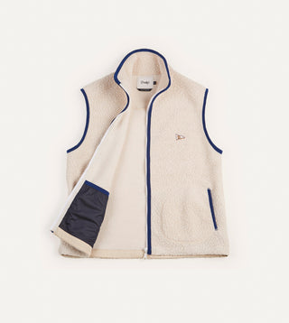 Ecru Boucle Wool Zip Fleece Vest – Drakes