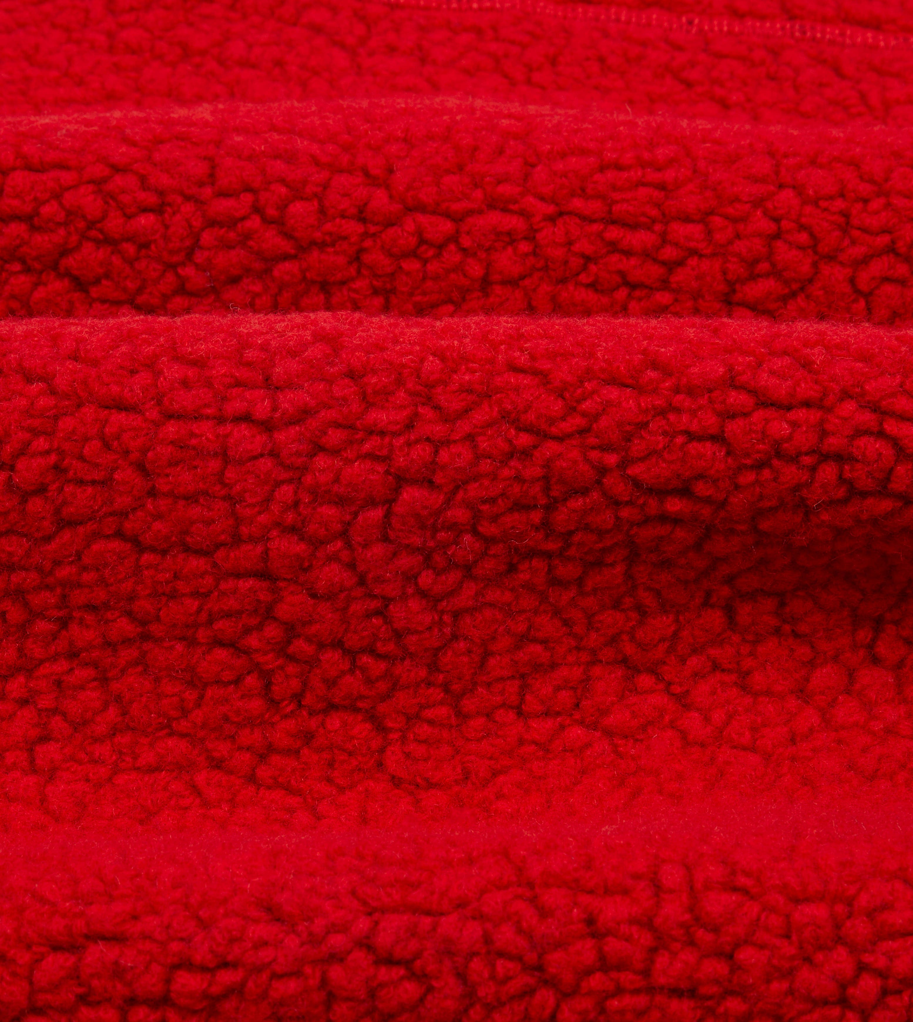 Red Boucle Wool Zip Fleece Vest