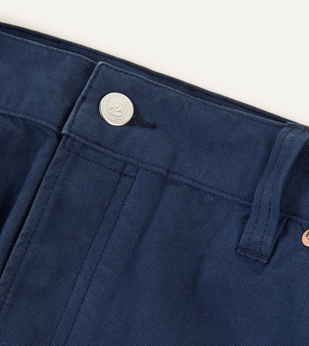Navy Lightweight Cotton Canvas Five-Pocket Jeans