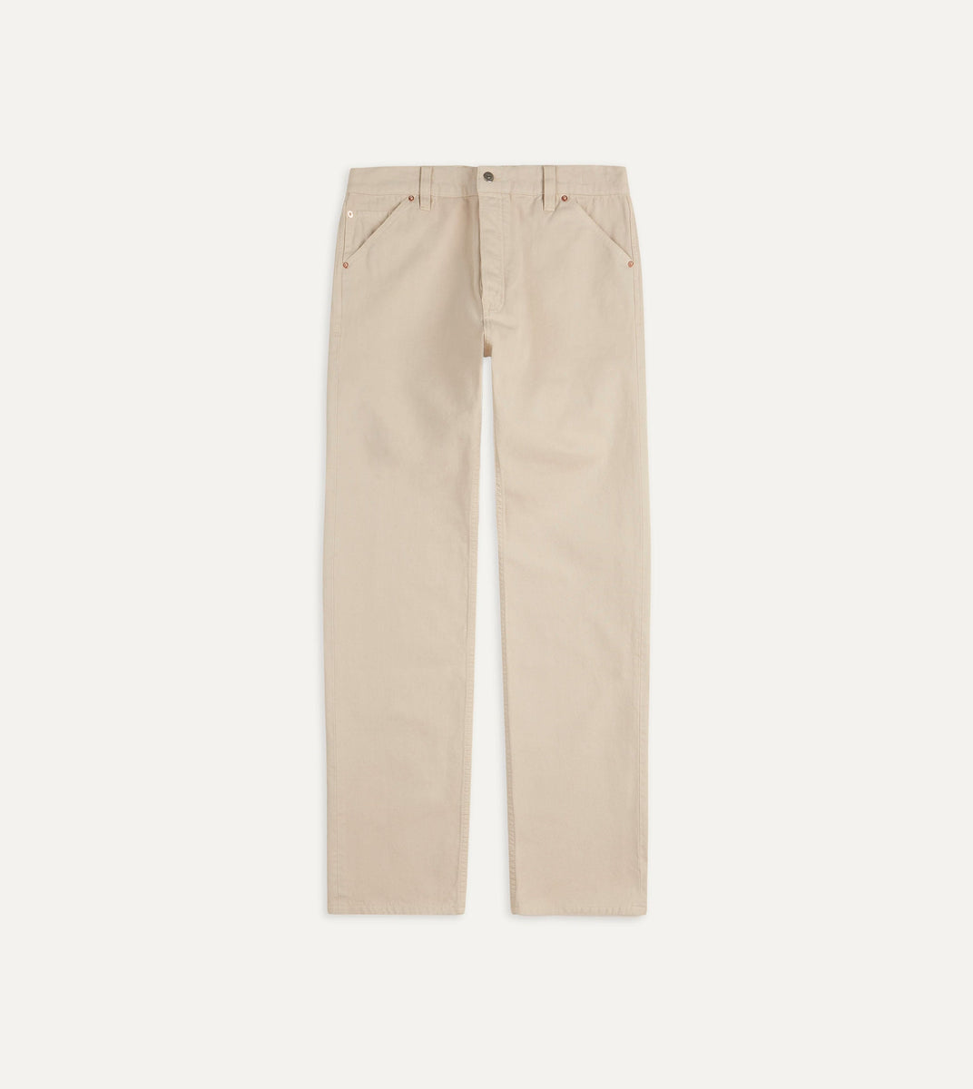 Ecru Lightweight Cotton Canvas Five-Pocket Jeans – Drakes