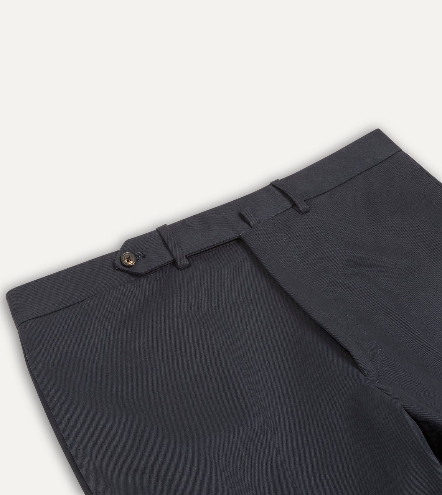 Navy Cotton Drill Flat Front Trouser