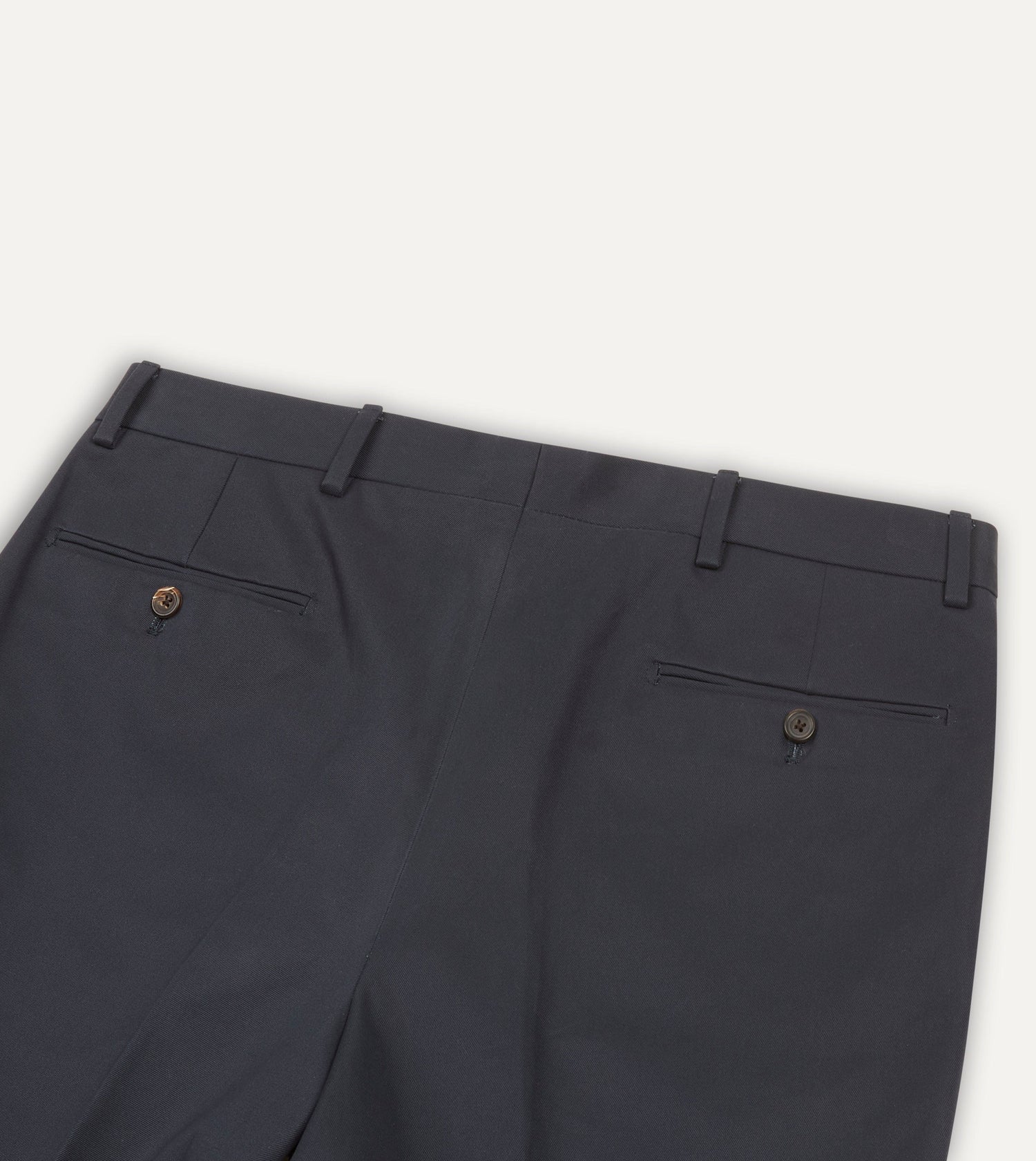 Navy Cotton Drill Flat Front Trouser