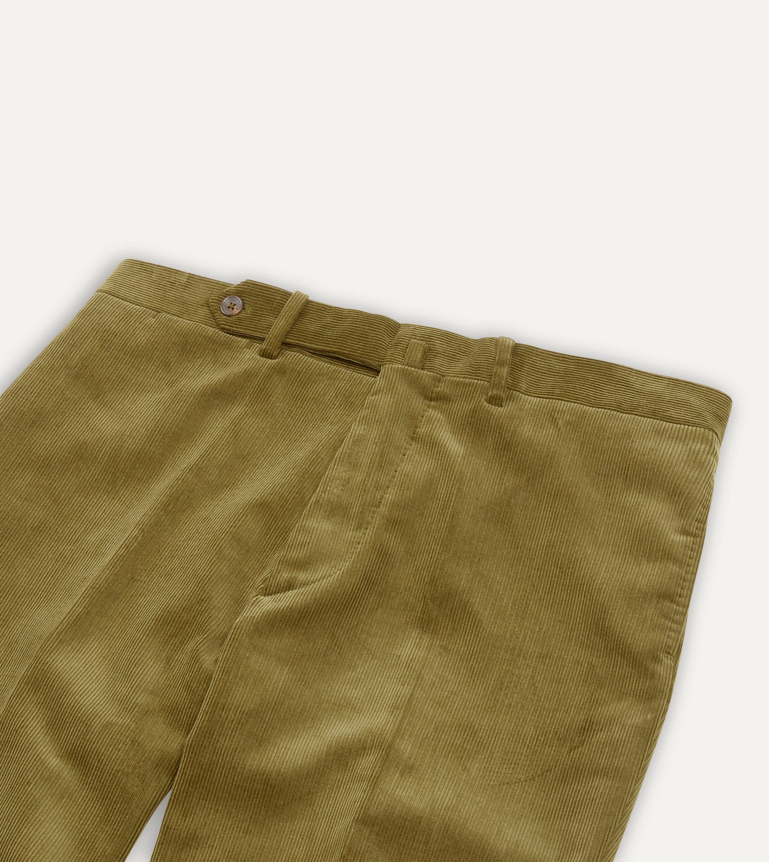 Olive Mid-Wale Corduroy Flat Front Trouser