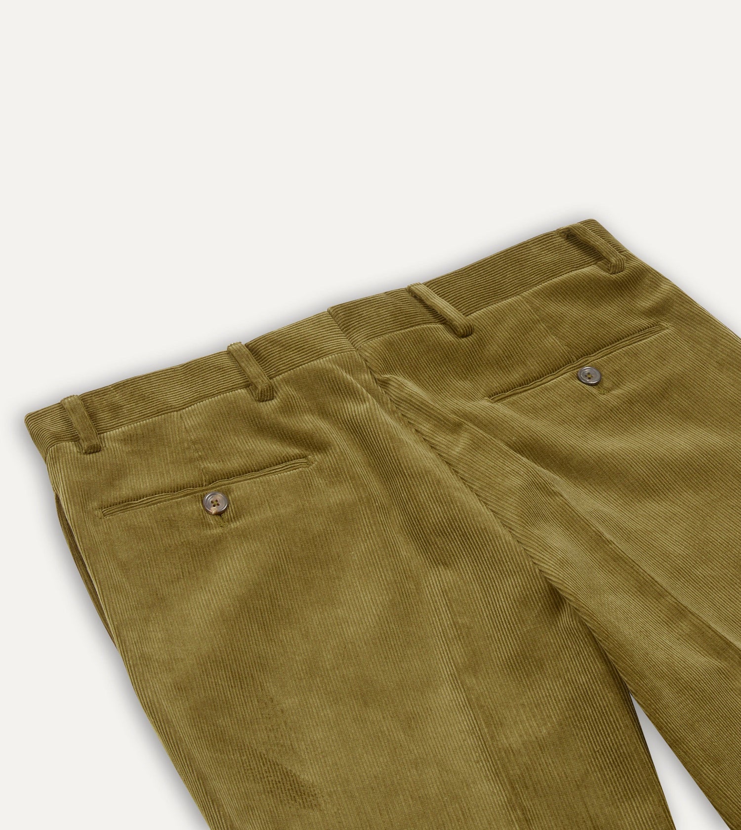 Olive Mid-Wale Corduroy Flat Front Trouser