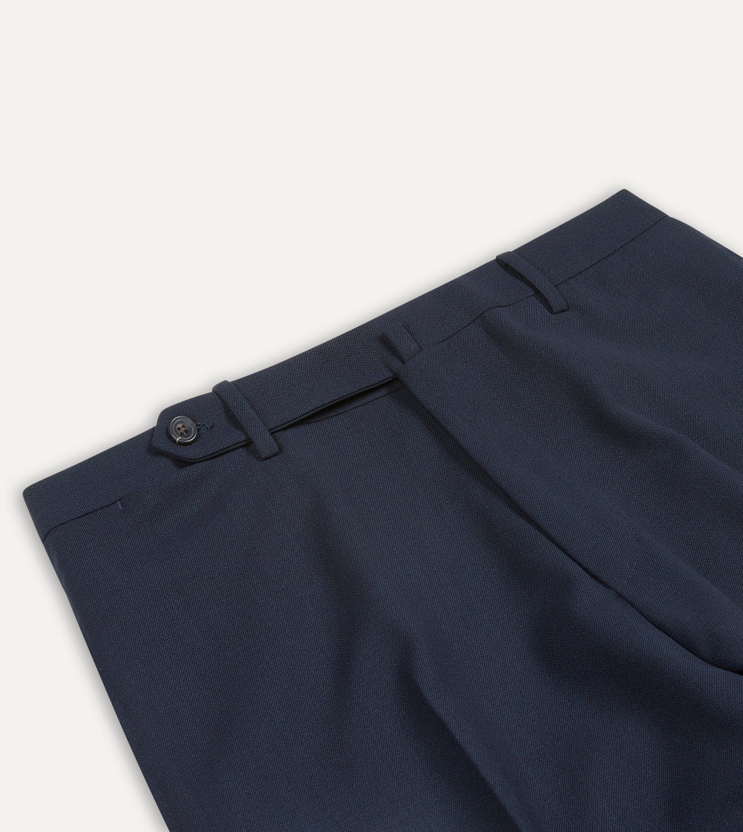 Navy Tropical Wool Flat Front Trouser