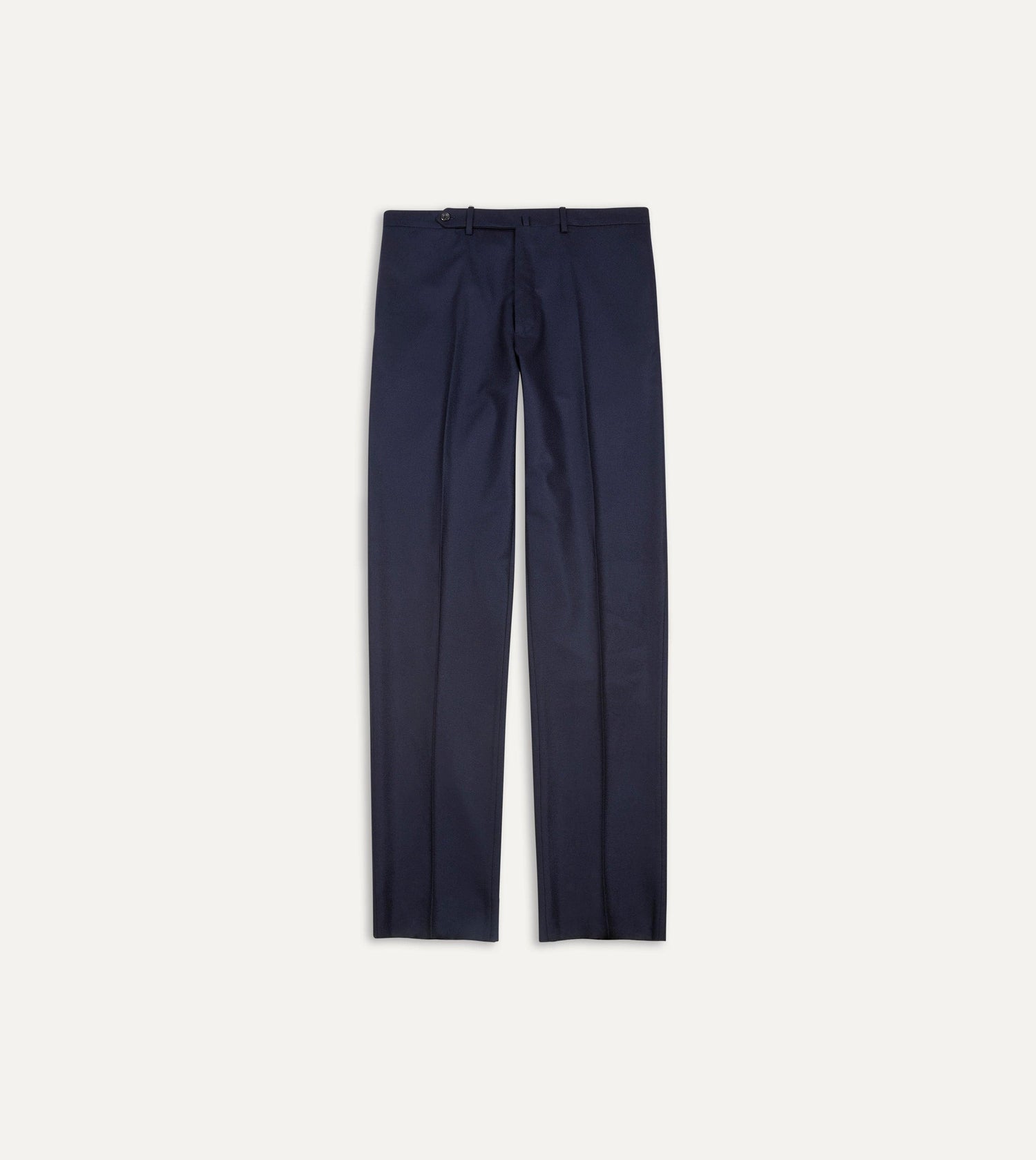 Navy Wool Flannel Flat Front Trousers