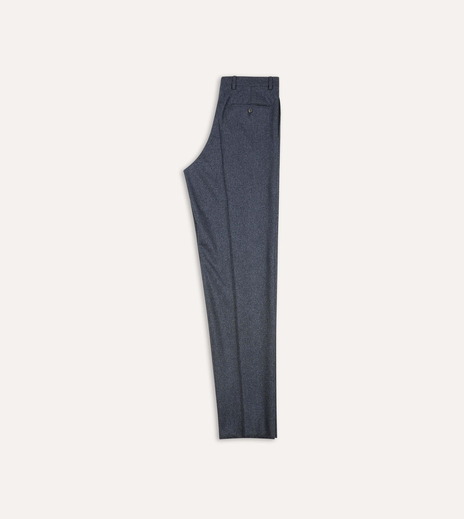 Grey Wool Flannel Flat Front Trouser