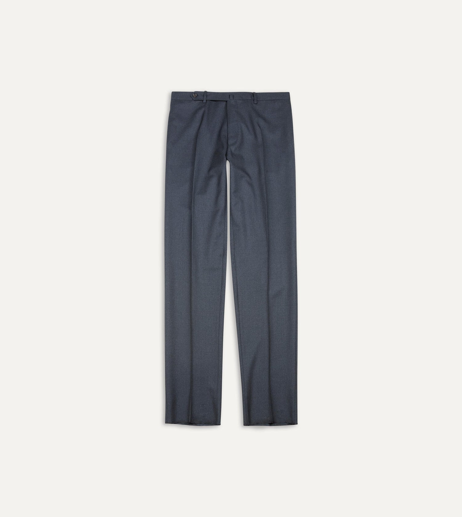 Grey Worsted Wool Flat Front Trouser
