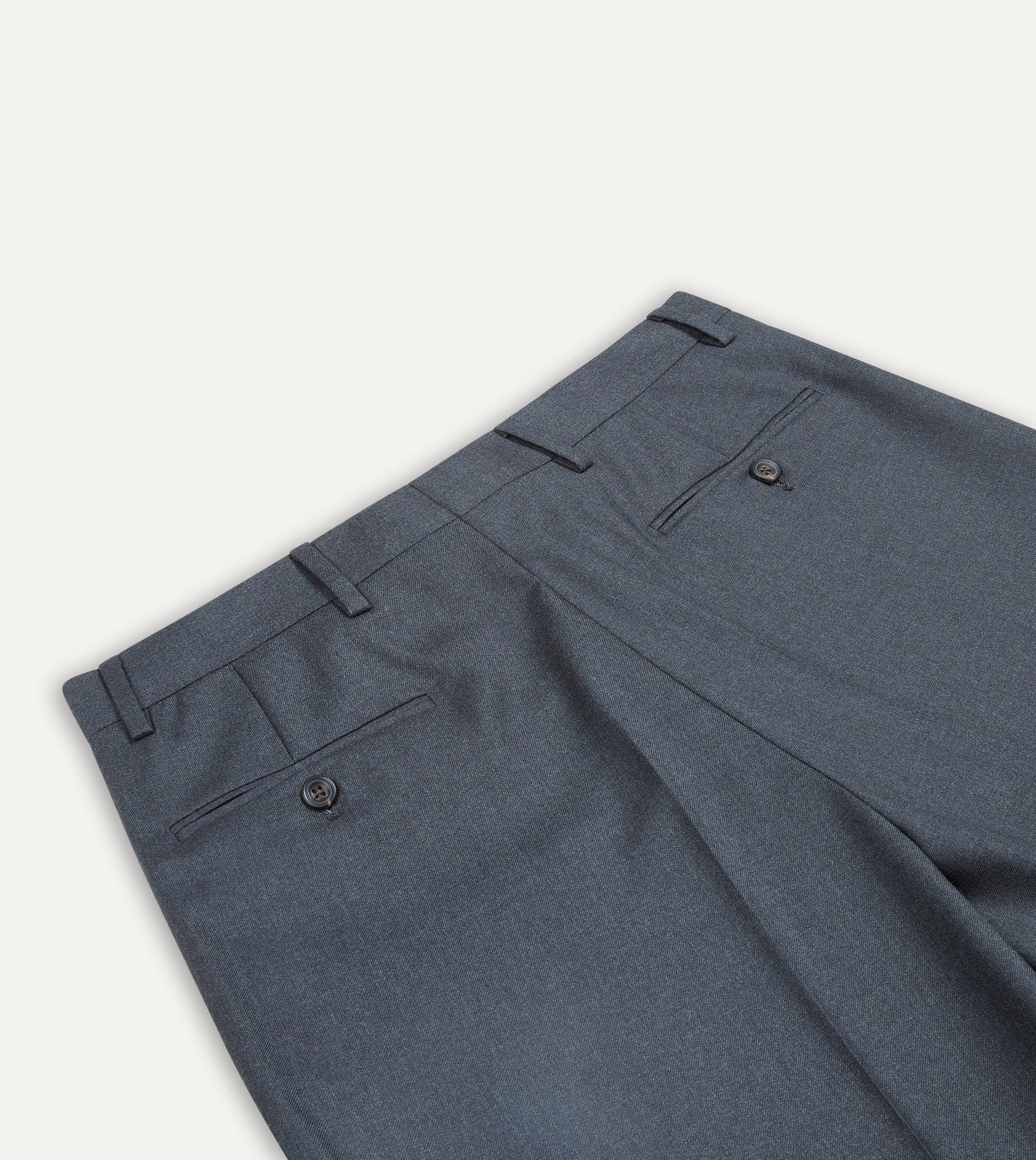 Grey Worsted Wool Flat Front Trouser