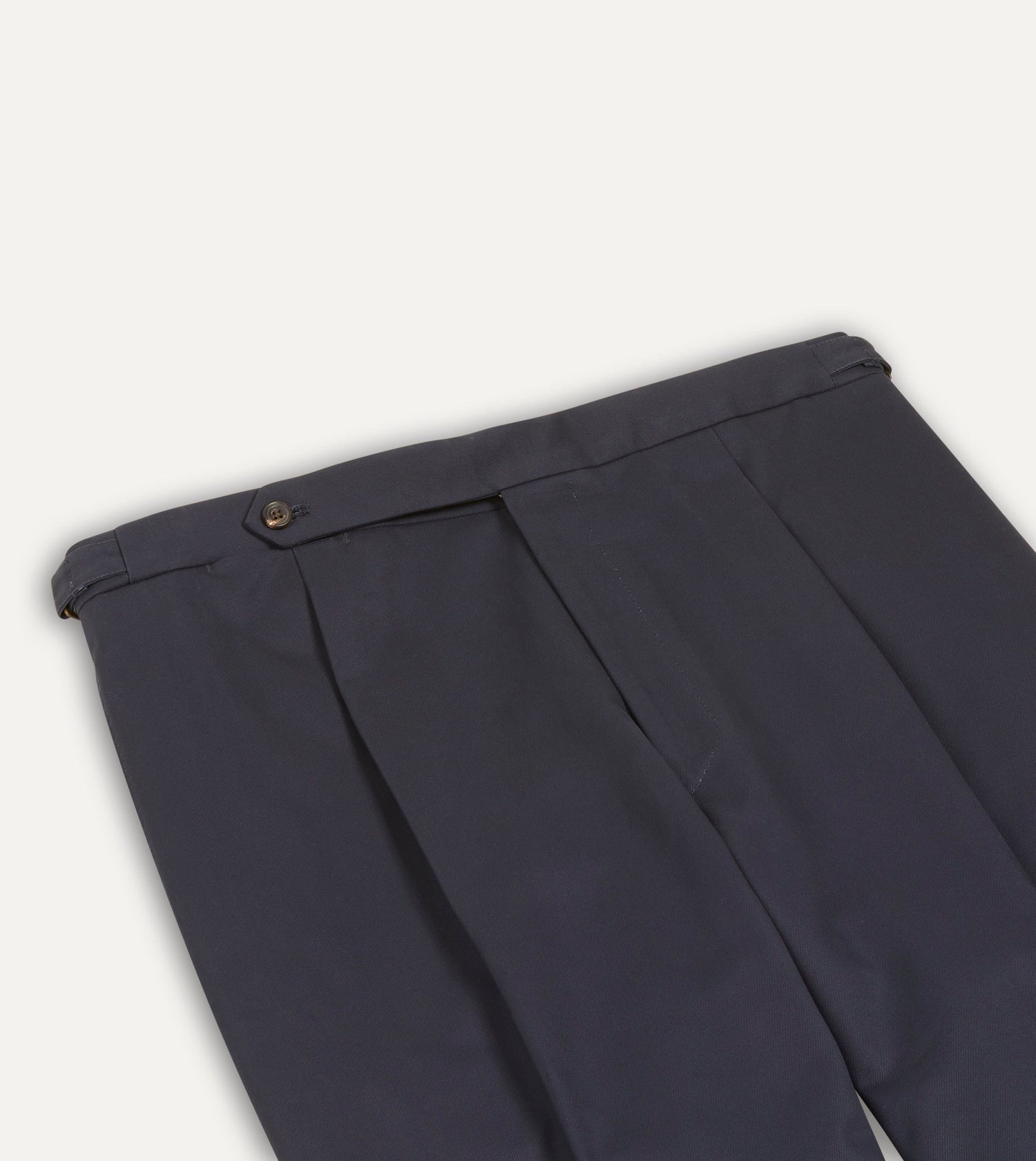Navy Cotton Drill Single Pleat Trouser