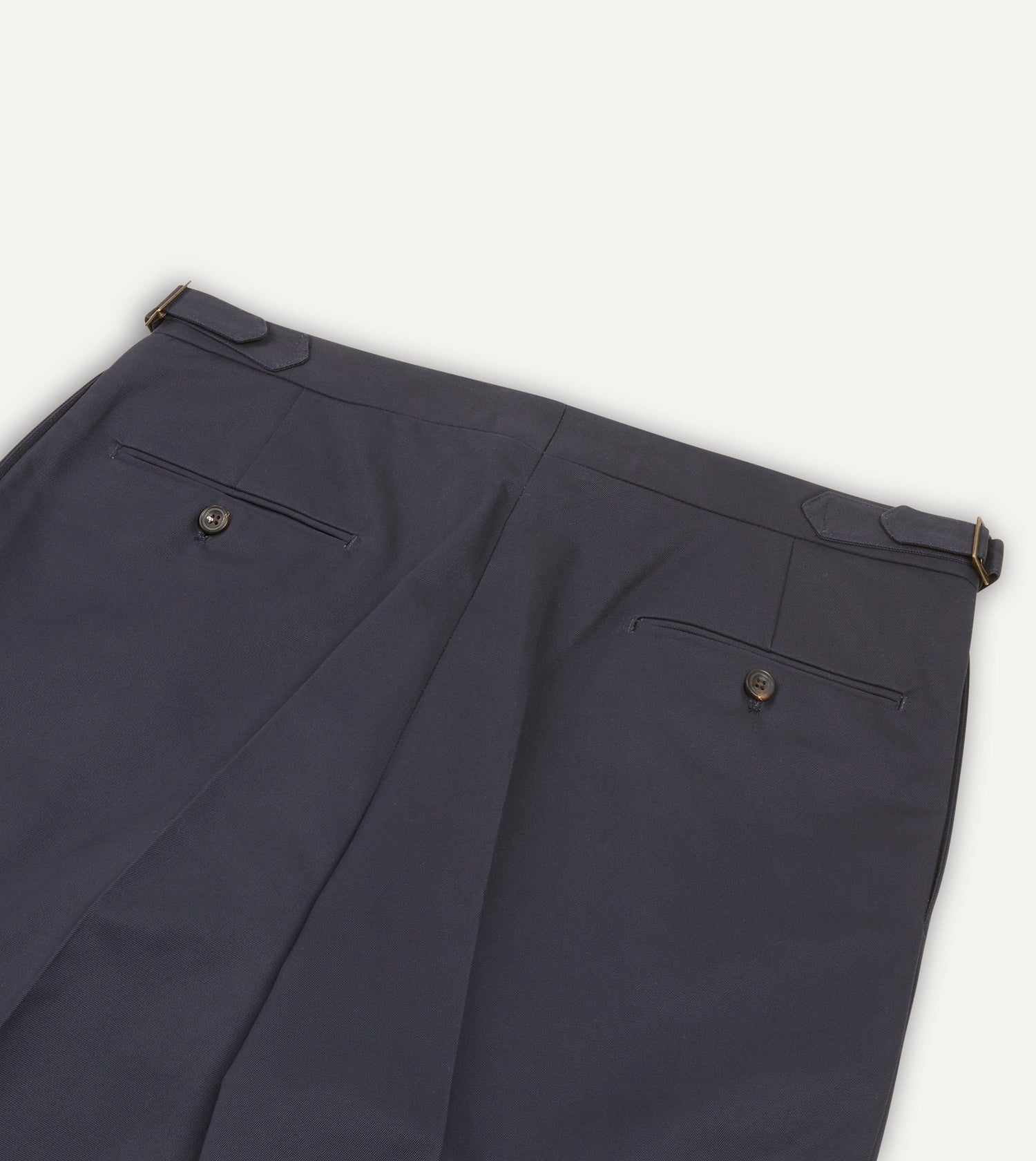 Navy Cotton Drill Single Pleat Trouser