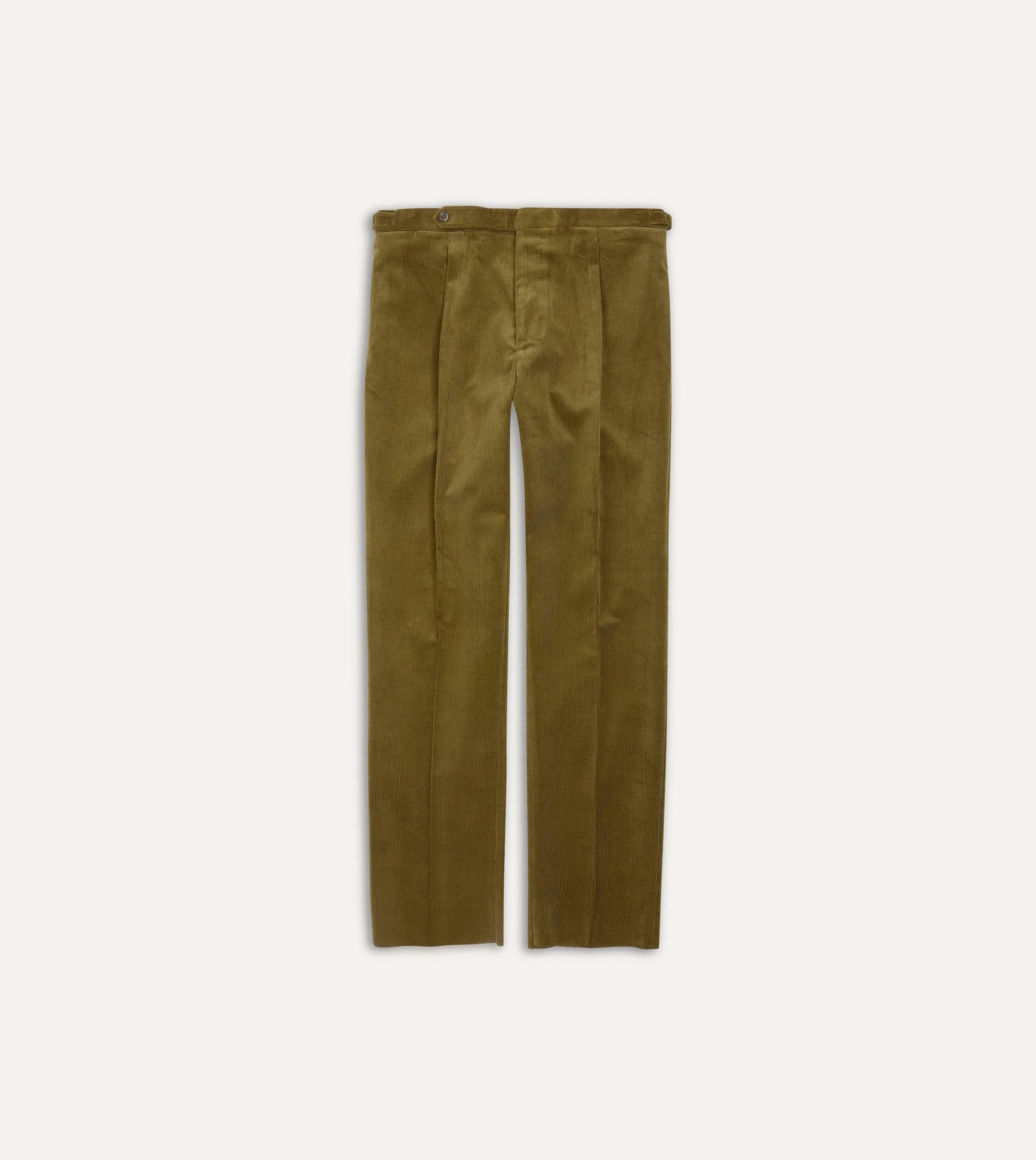 Olive Mid-Wale Corduroy Single Pleat Trouser