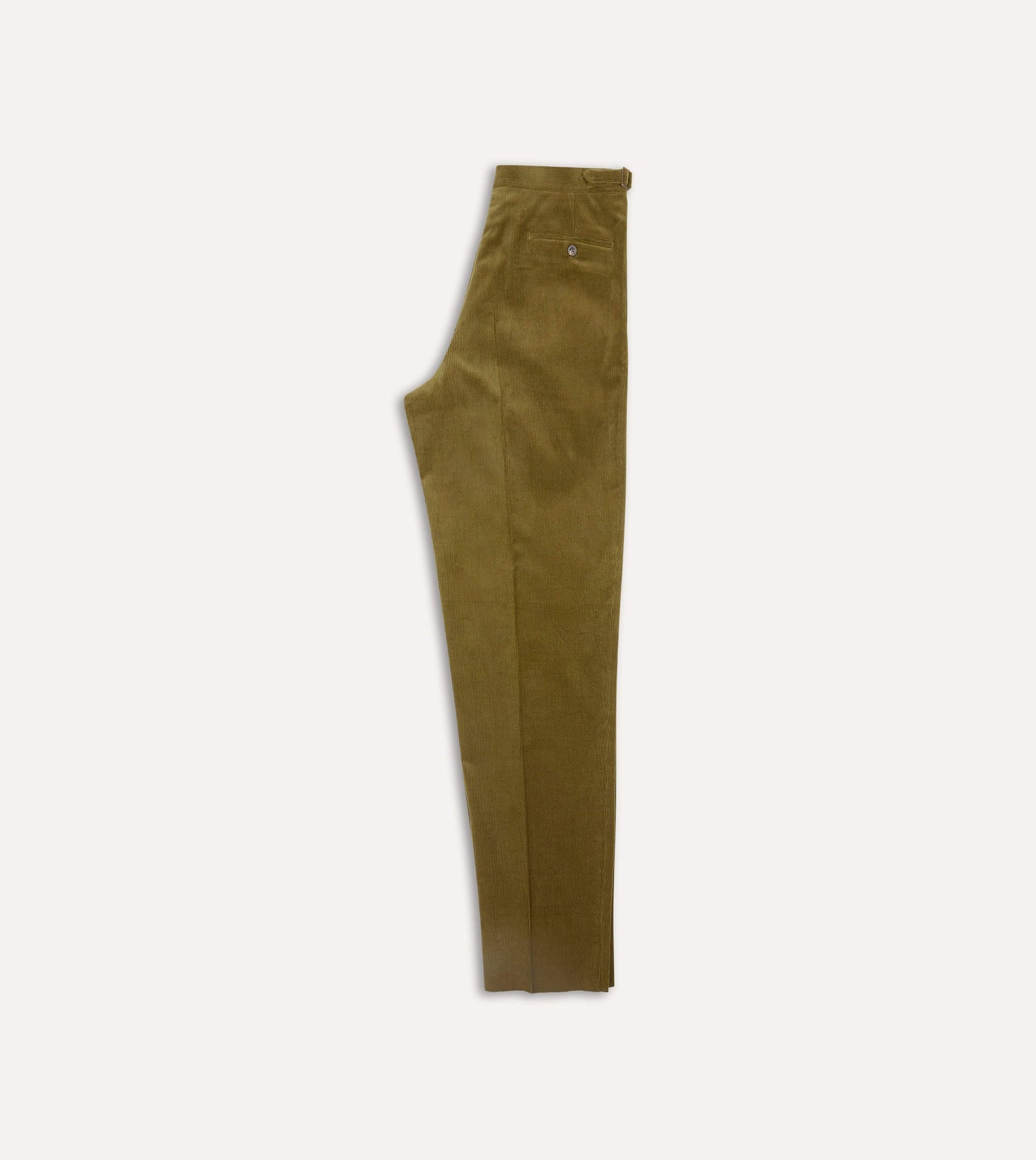 Olive Mid-Wale Corduroy Single Pleat Trouser