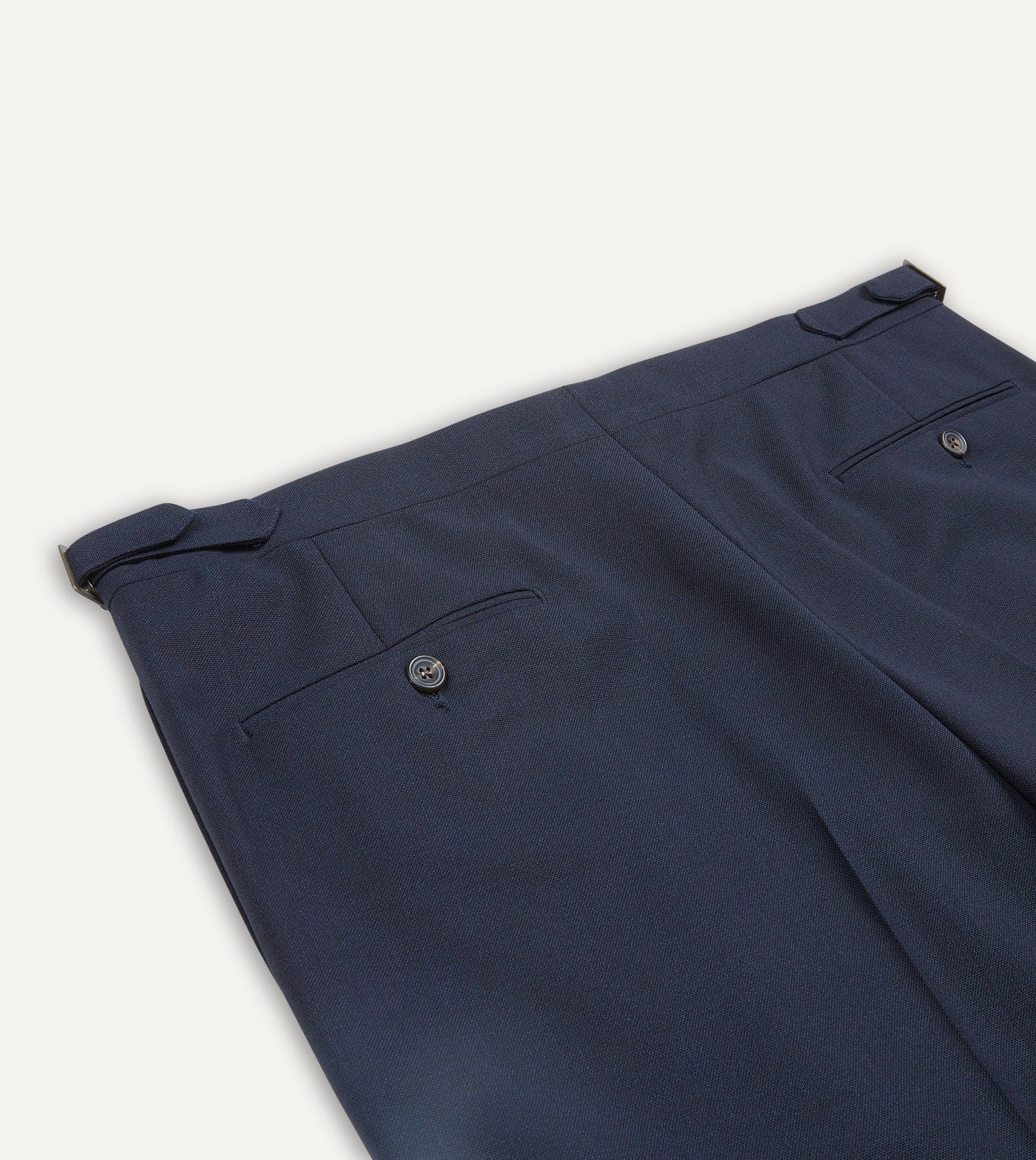 Navy Tropical Wool Single Pleat Trouser