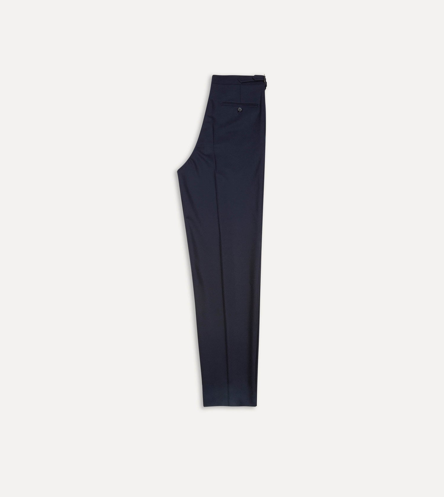 Navy Wool Flannel Single Pleat Trouser