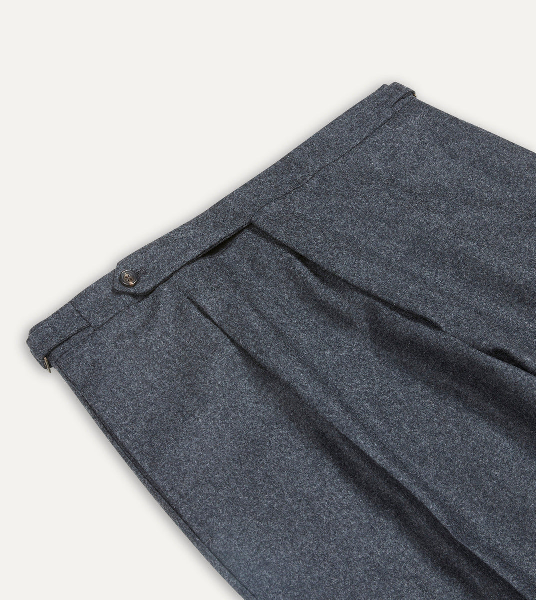 Grey Wool Flannel Single Pleat Trouser – Drakes