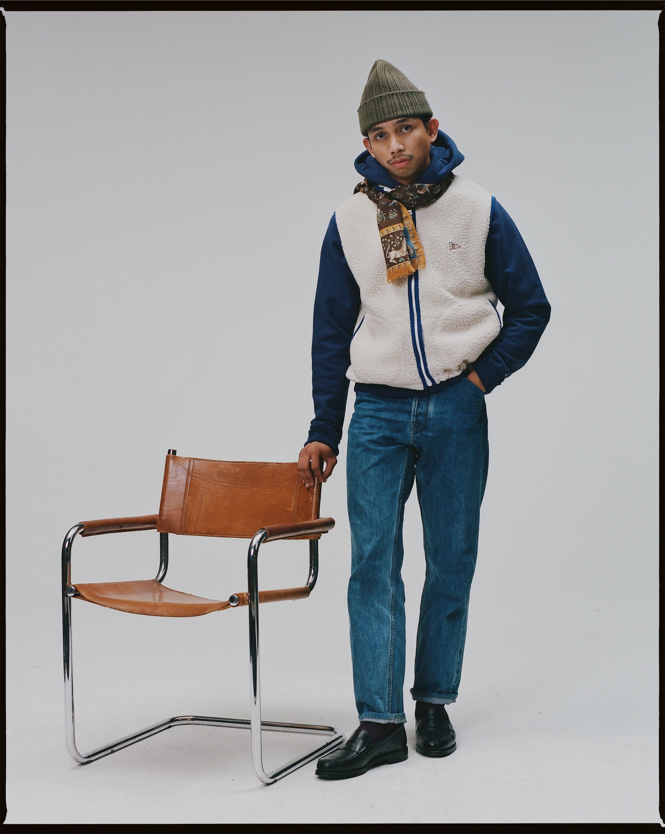Ecru Boucle Wool Zip Fleece Vest – Drakes