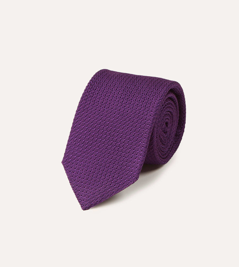 Purple Large Knot Grenadine Silk Tipped Tie
