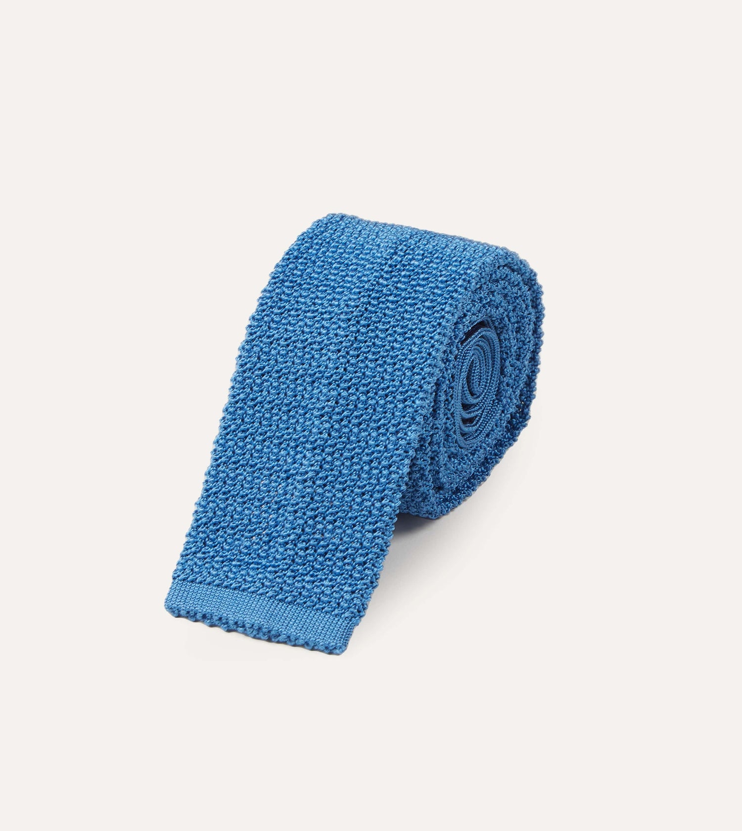 Light Blue Knitted Silk Solid Colour Tie